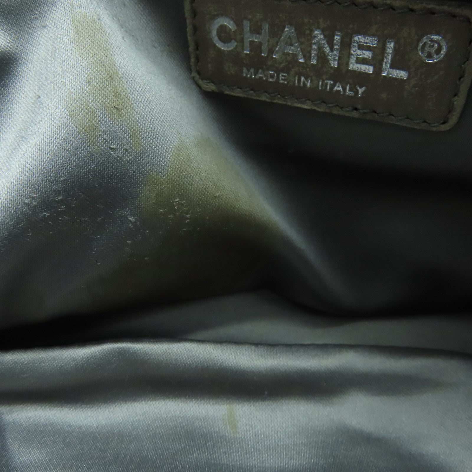 CHANEL Leather Chain Shoulder Silver Buckle Shoulder Bag Black