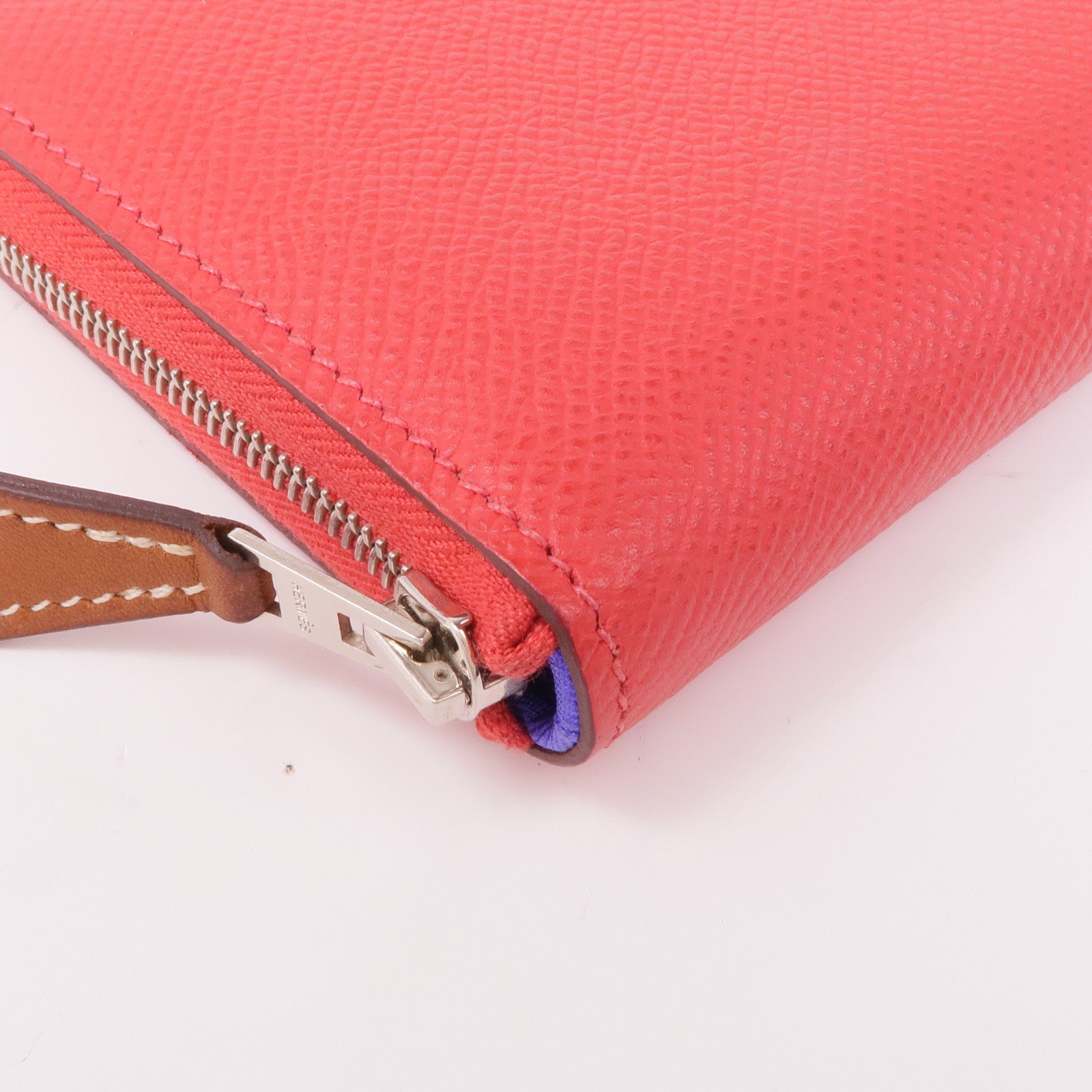 HERMES Epsom皮革Silk In Wallet銀扣錢包Bougainvillier