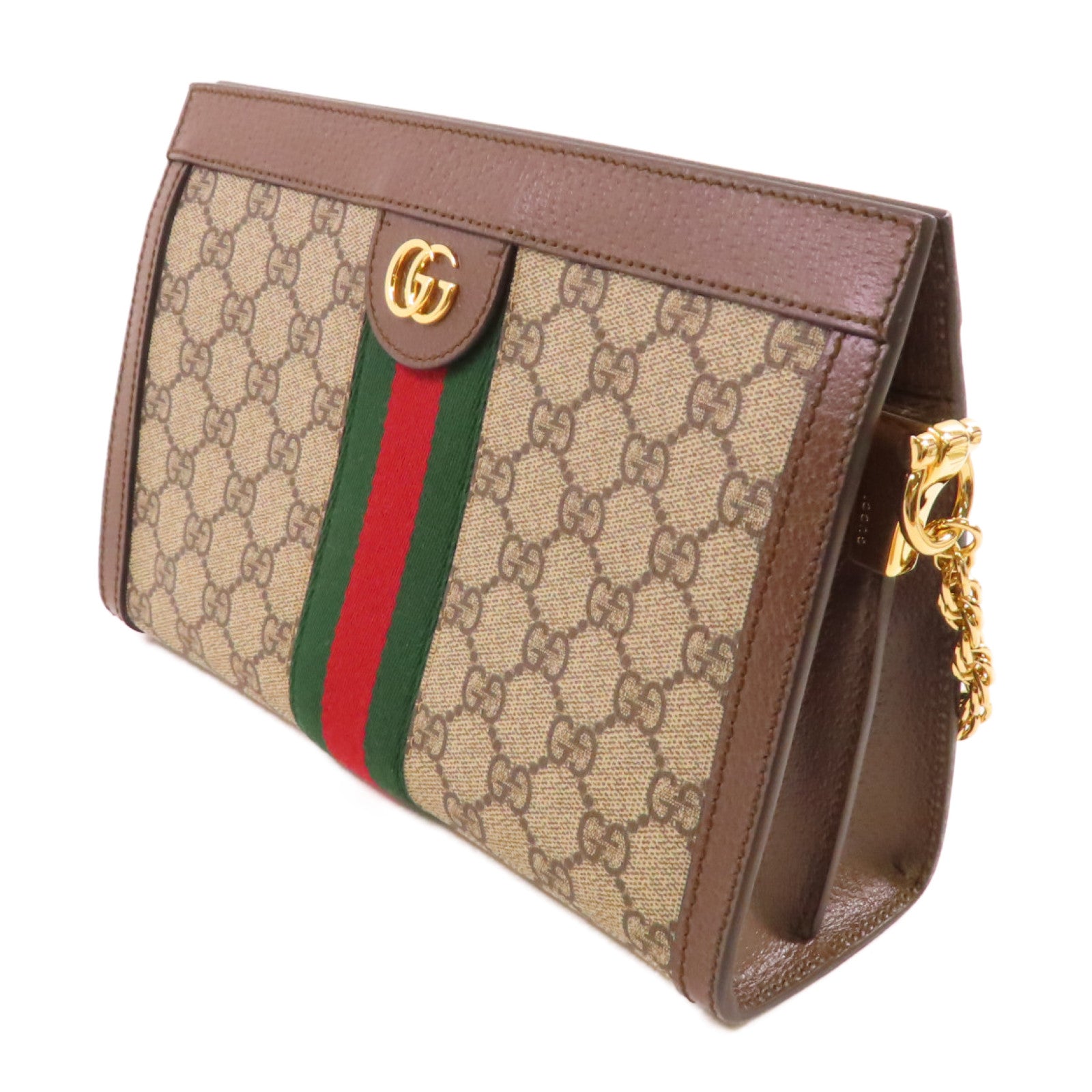 GUCCI 塗層帆布GG Supereme Shoulder Bag金扣肩背袋啡色