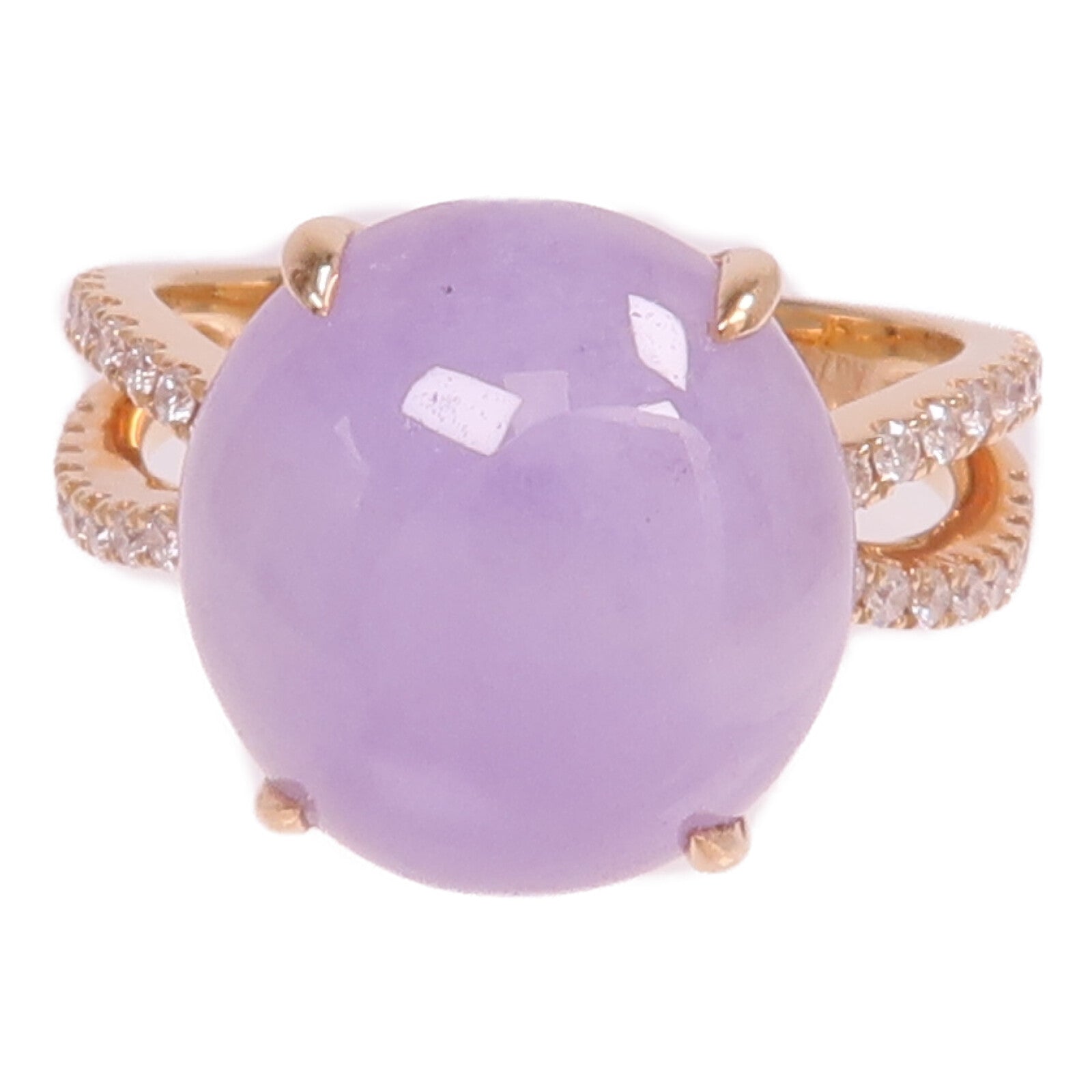 JEWELRY 18K玫瑰金Jade Diamond Ring翡翠/鑽石戒指US#6.5