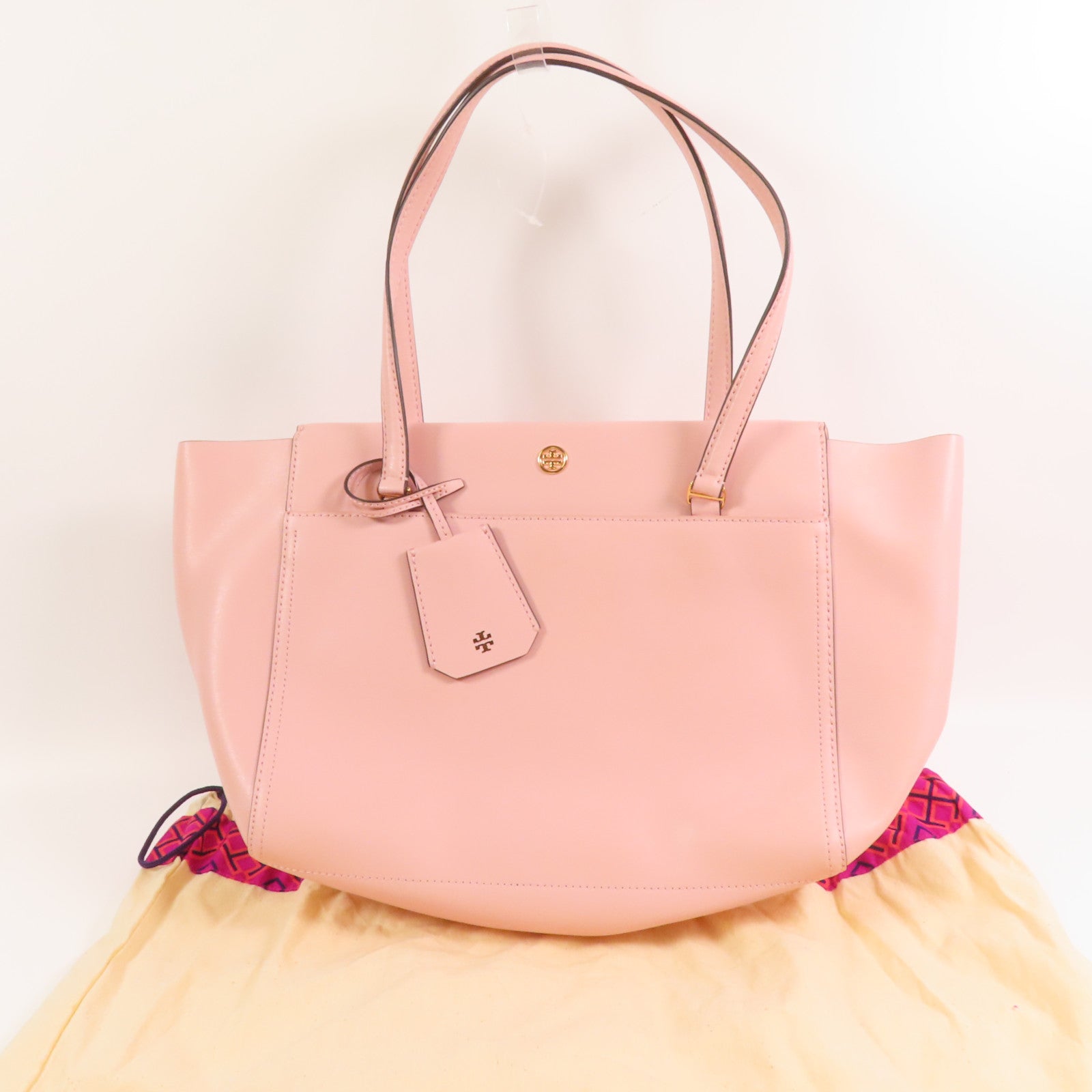 Tory Burch 牛皮皮革Tote Bag金扣肩背袋