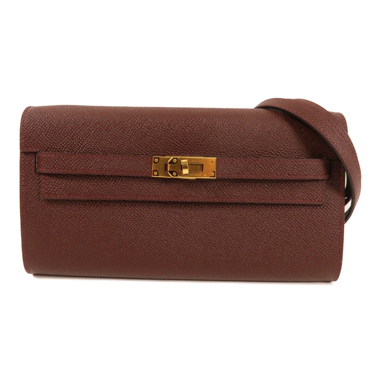 HERMES Epsom皮革Kelly To Go金扣肩背袋57/Bordeaux