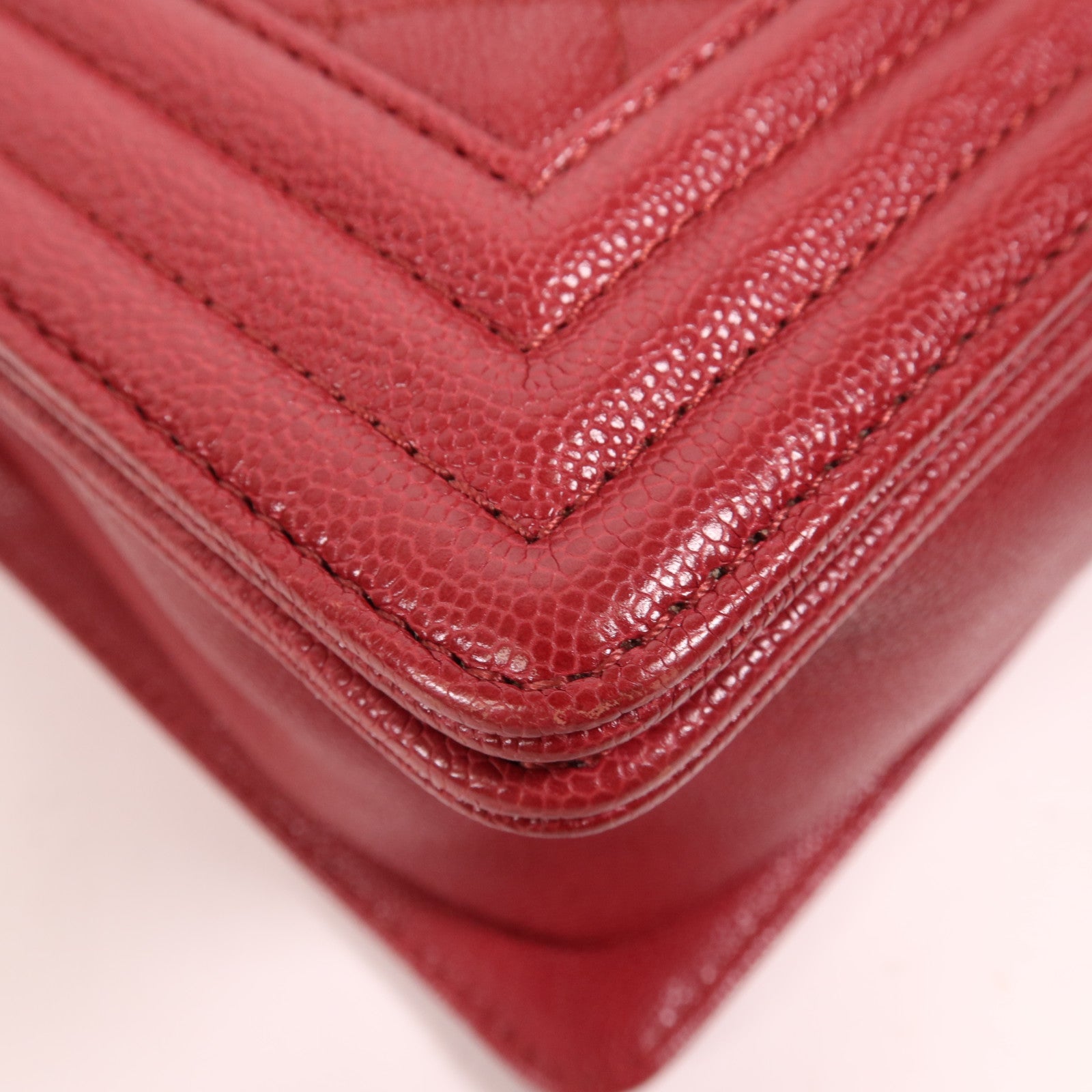 CHANEL 牛皮皮革Boy 25金扣鏈帶肩背袋