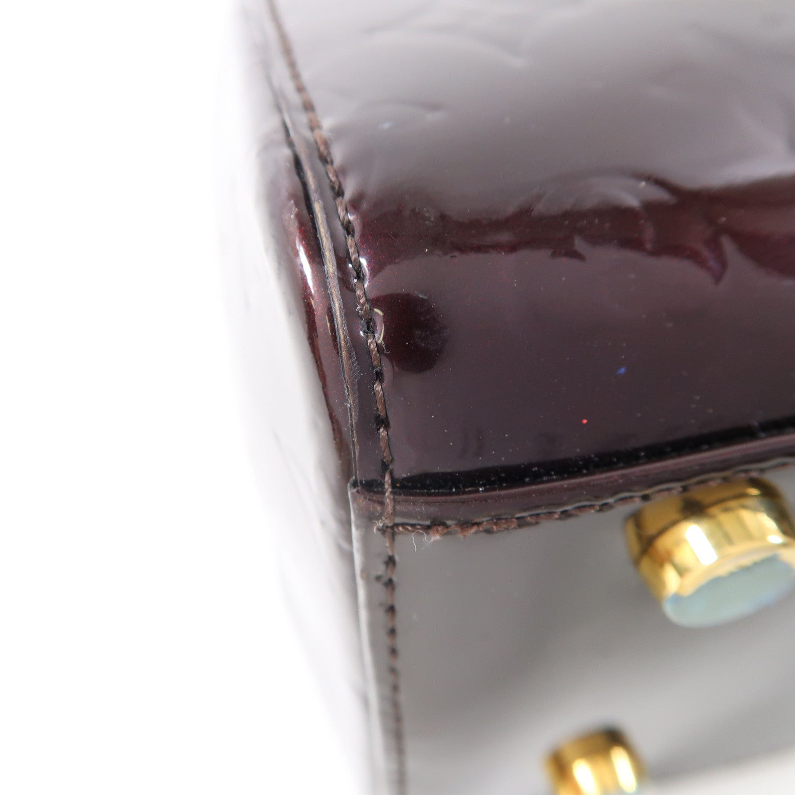 LOUIS VUITTON Vernis Brea GM金扣手挽肩背兩用袋酒紅色