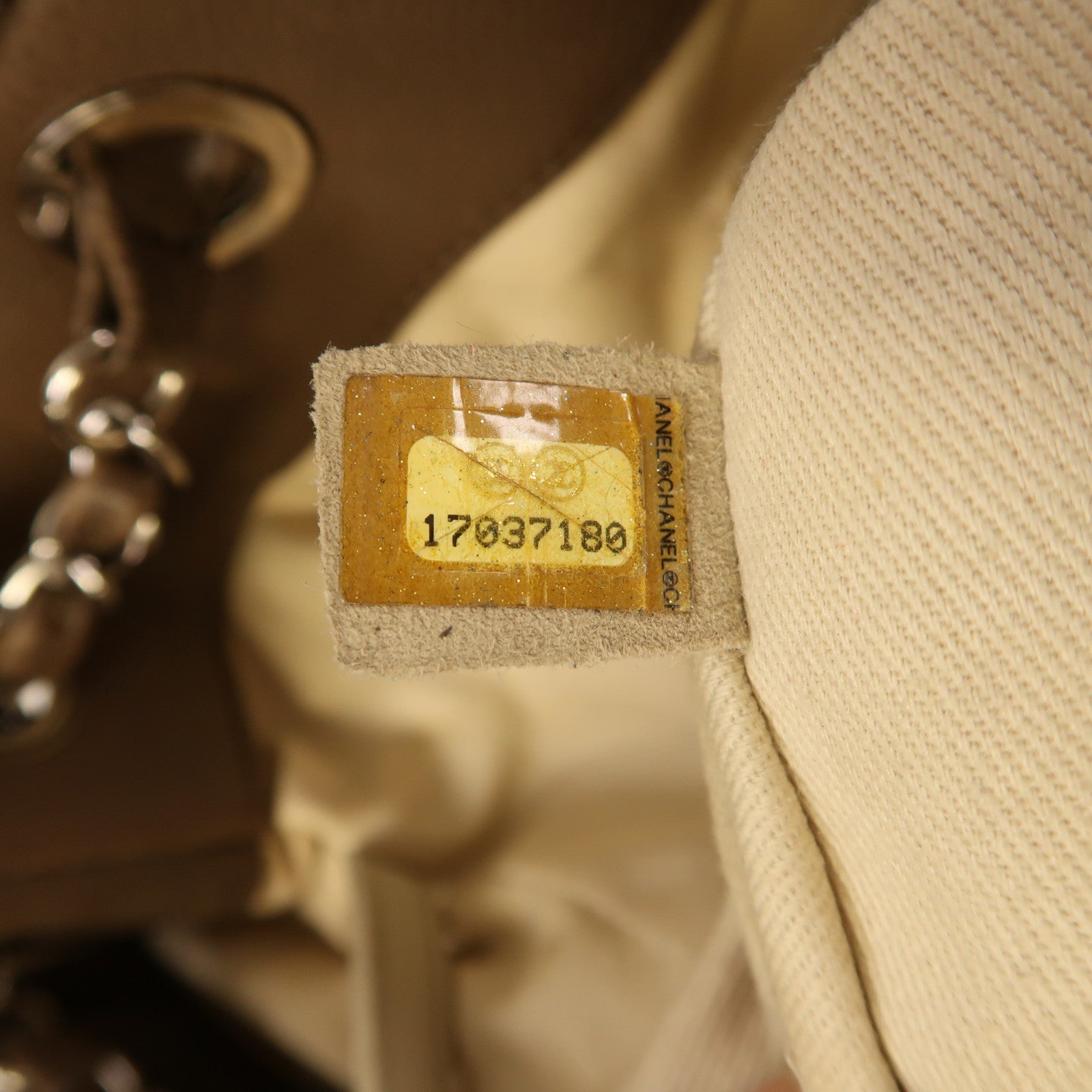 CHANEL 牛皮皮革Chain Shoulder銀扣肩背袋啡色