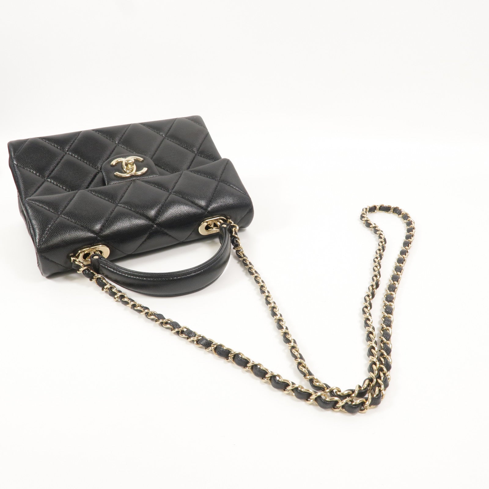 CHANEL 牛皮皮革Top Handle Handbag鏈帶手挽肩背兩用袋