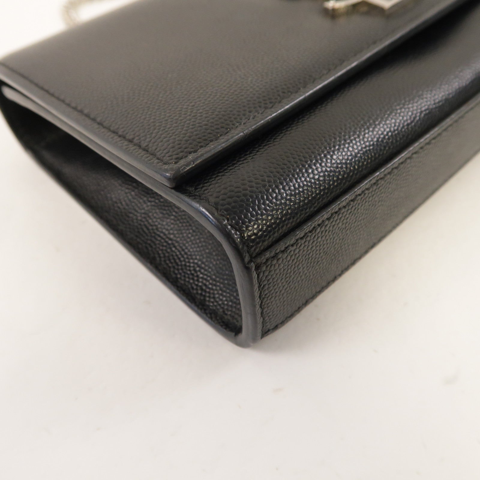 YVES SAINT LAURENT 牛皮皮革Kate銀扣鏈帶肩背袋黑色
