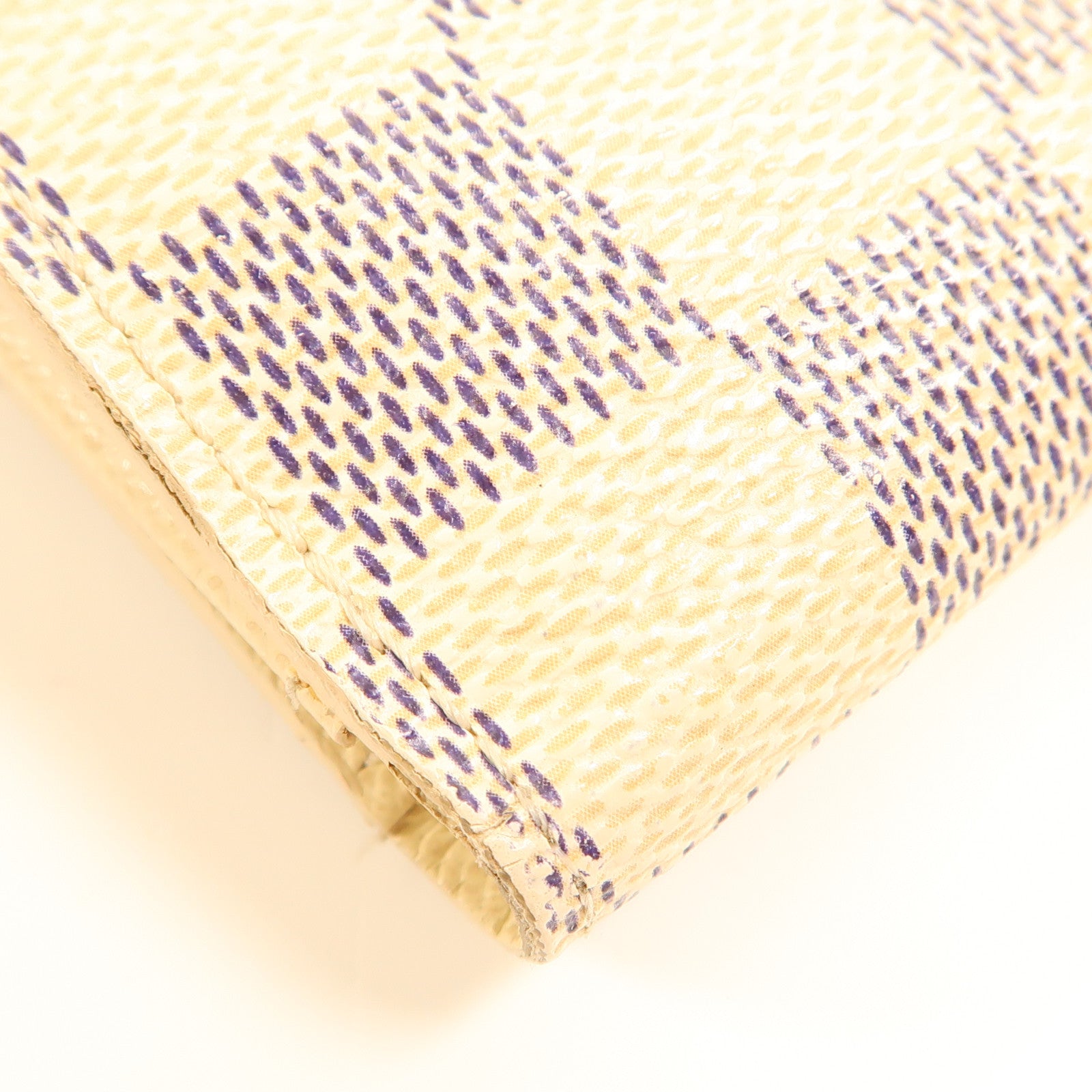 LOUIS VUITTON Damier Azur Portefeuille Elise金扣錢包白色