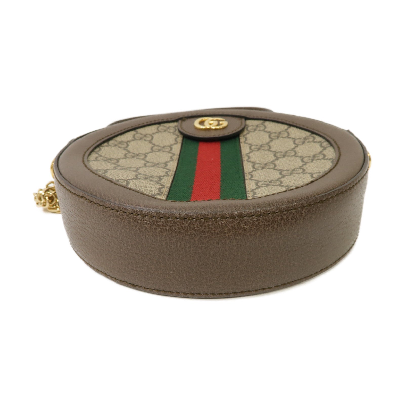 GUCCI 塗層帆布Ophidia GG Mini Shoulder Bag金扣鏈帶肩背袋棕色