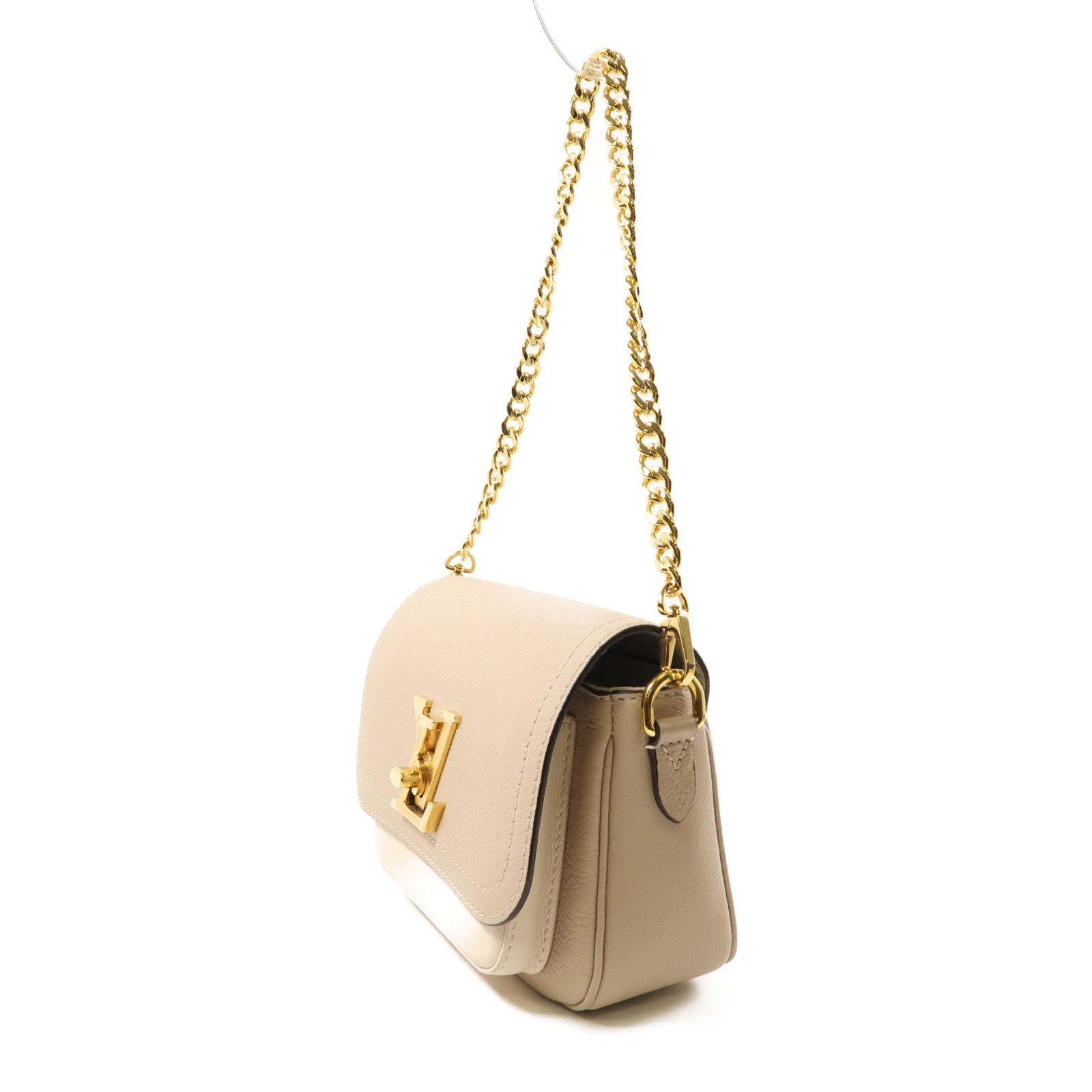 LOUIS VUITTON 牛皮皮革Lockme Tender金扣肩背袋米色