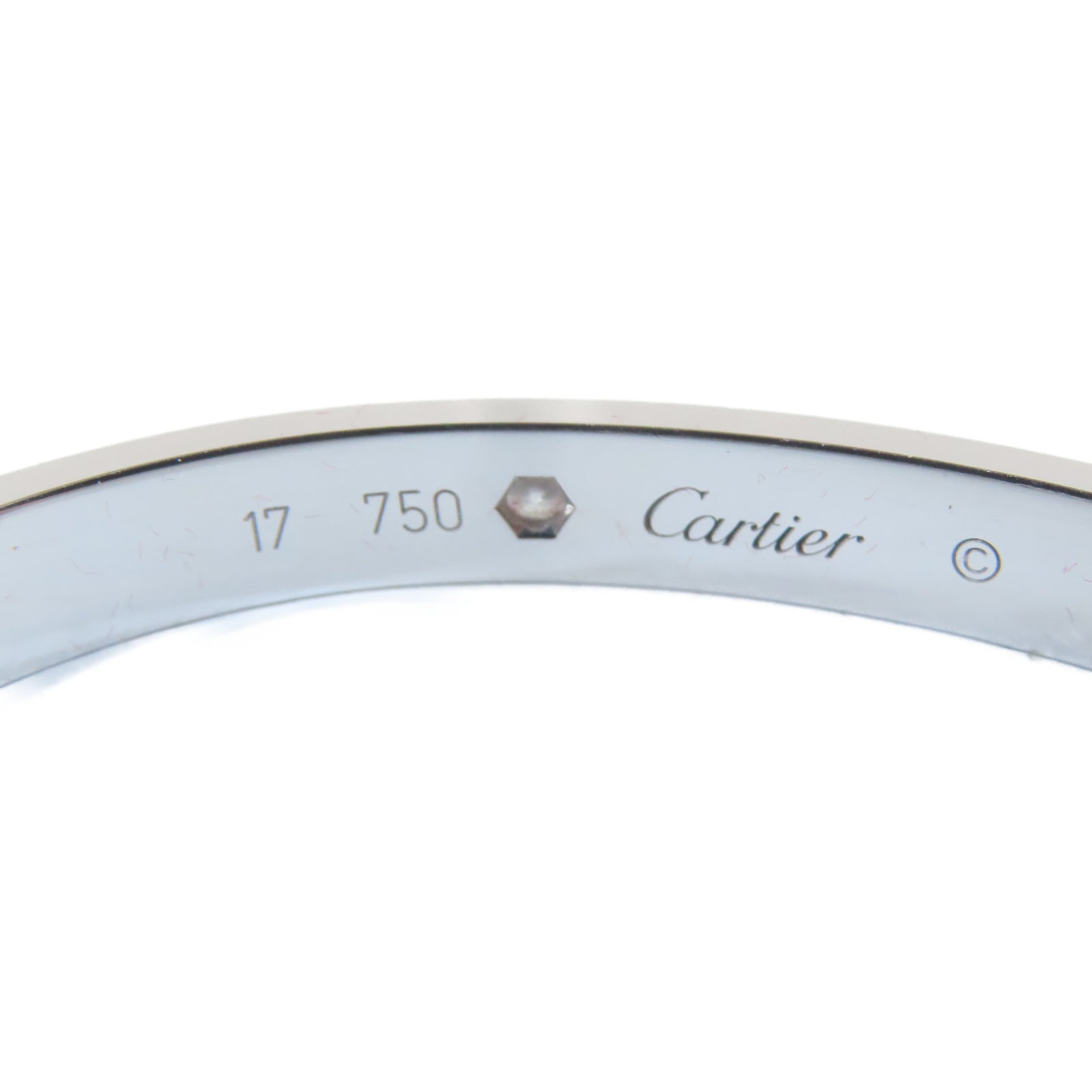CARTIER 【激減優惠】18K白金4 Diamonds Love Bangle手鐲Cartier#17/#16.25cm