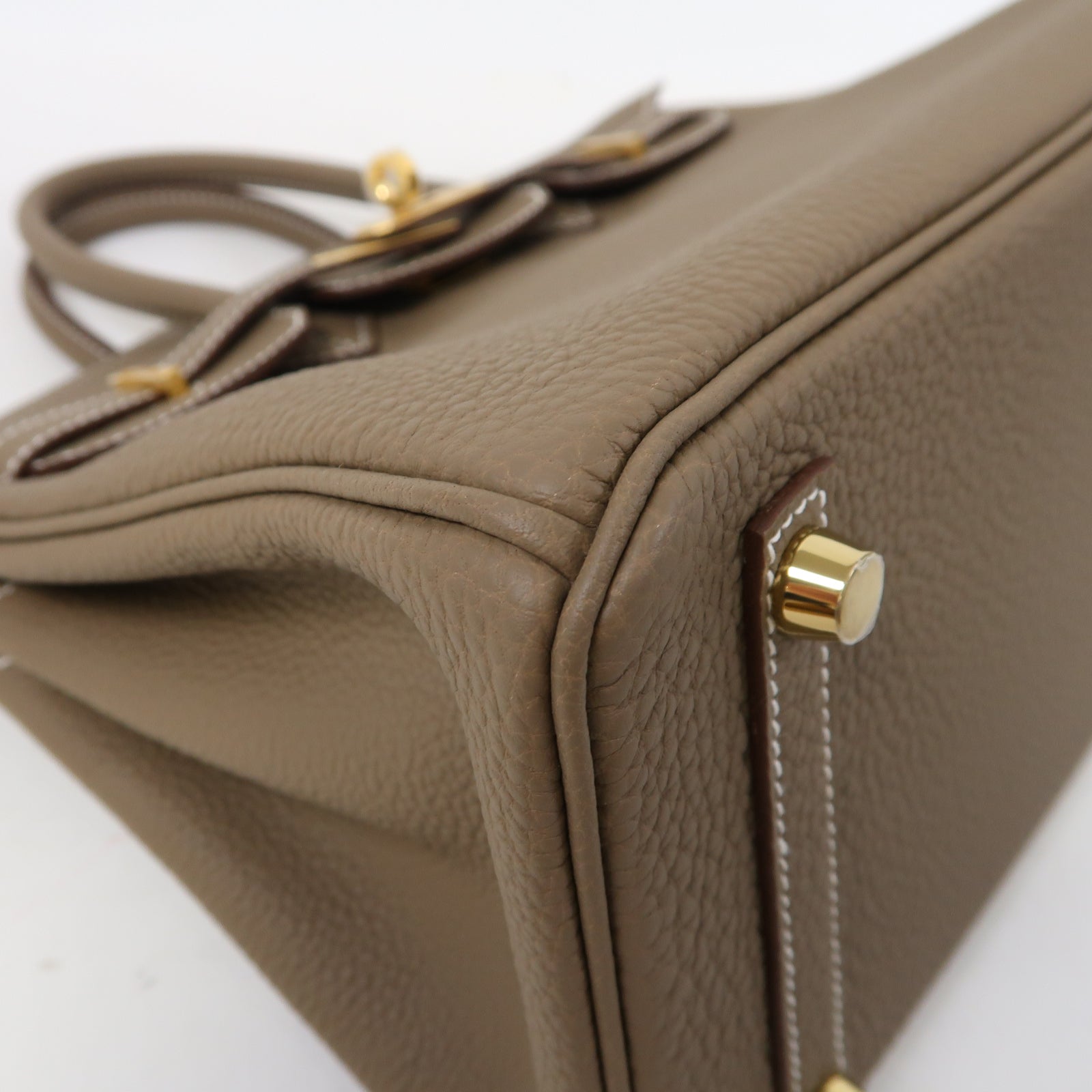 HERMES Togo皮革Birkin 25金扣手挽袋大象灰色