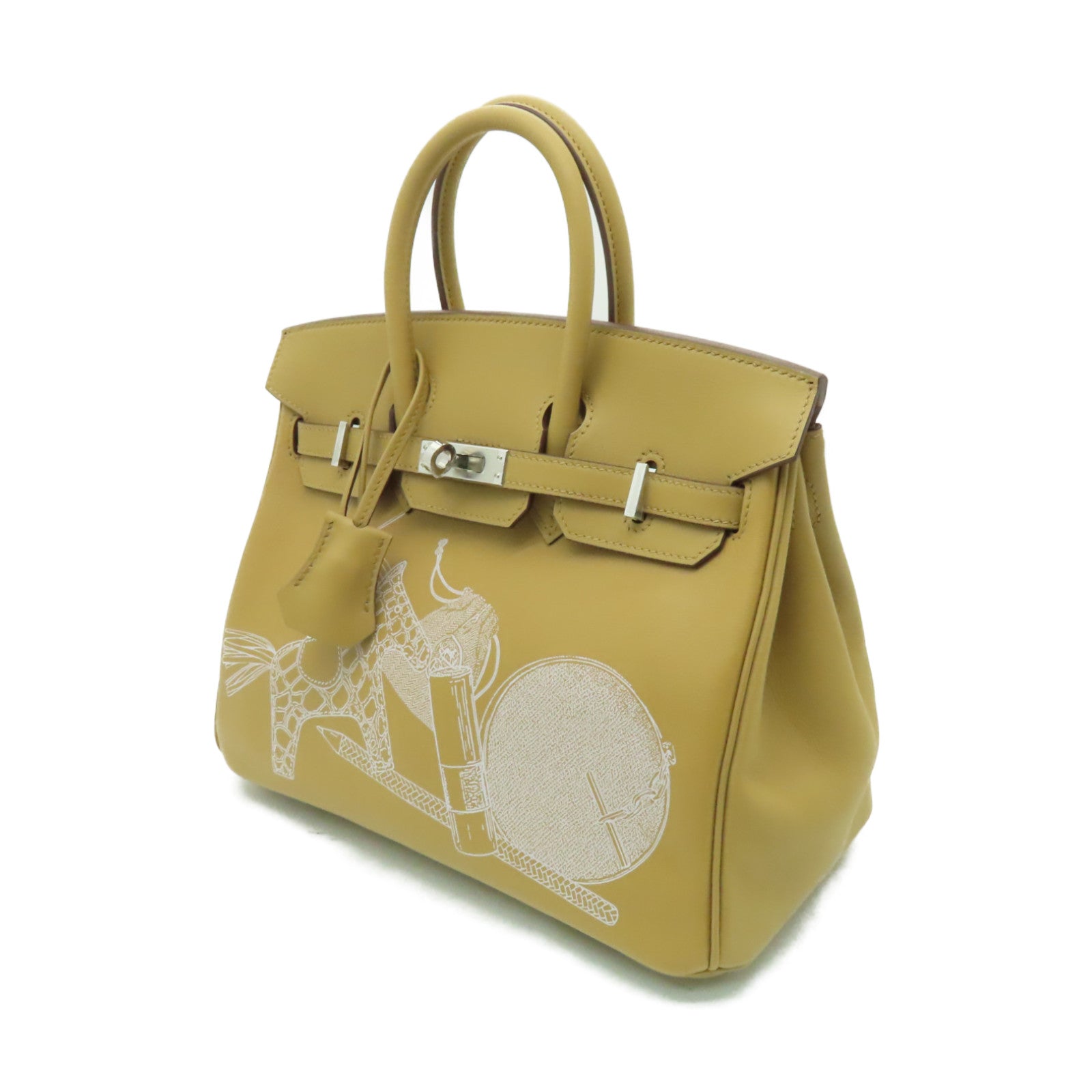 HERMES **【激減優惠】Swift皮革Birkin 25銀扣手挽袋Biscuit米色