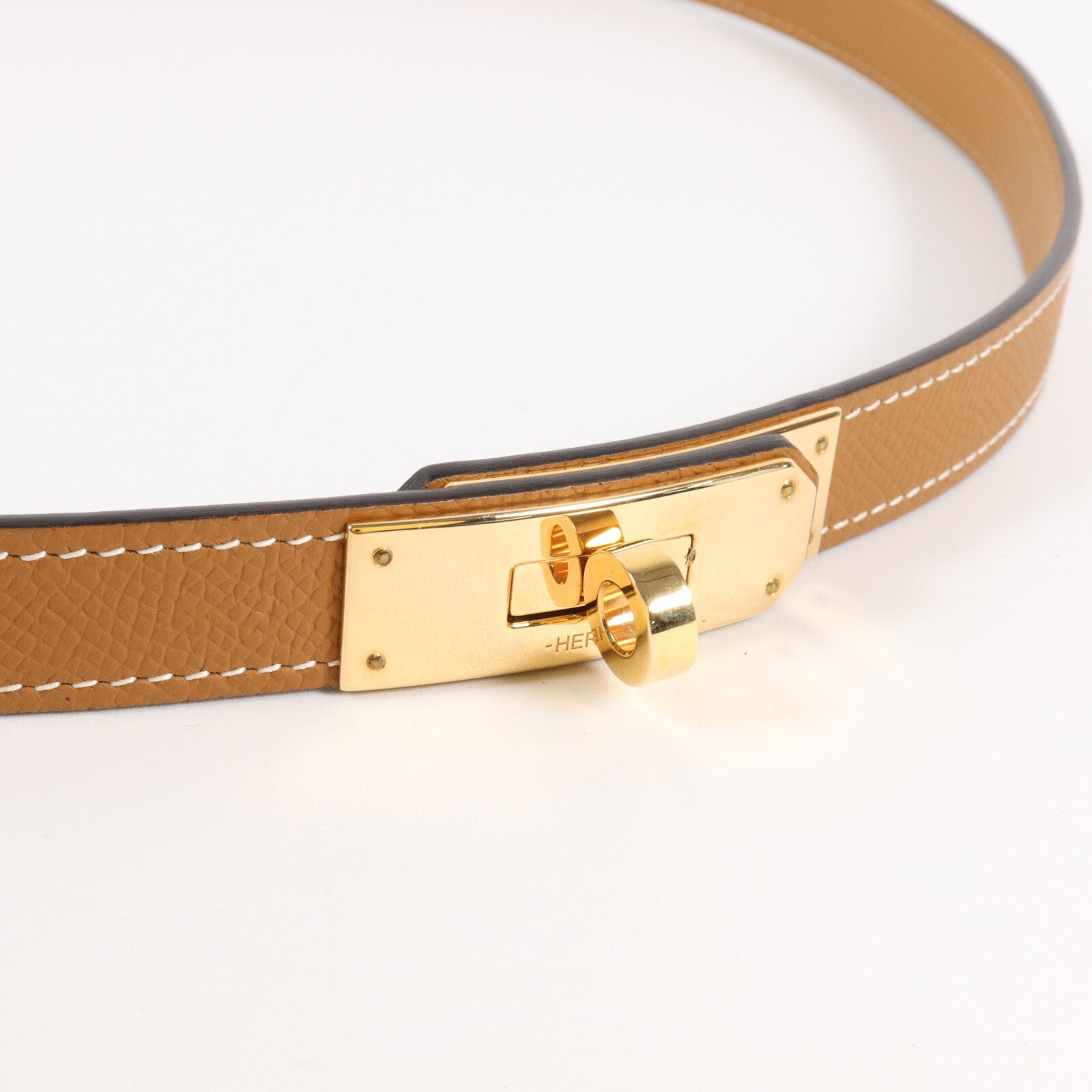 HERMES Epsom皮革Kelly 18 Belt皮帶Gold