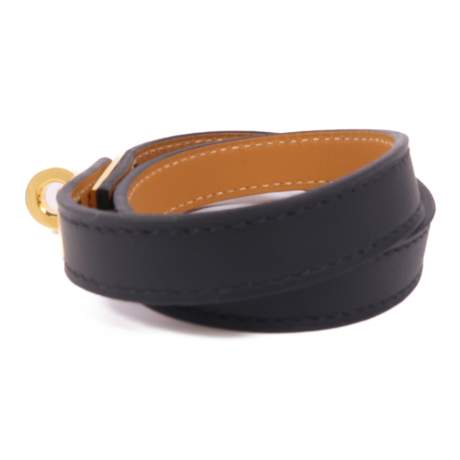 HERMES GHW Kelly Double Tour Bracelet Veau Swift Leather Noir Black