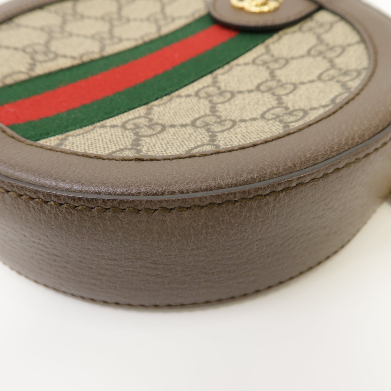 GUCCI 塗層帆布Ophidia GG Mini Shoulder Bag金扣鏈帶肩背袋棕色
