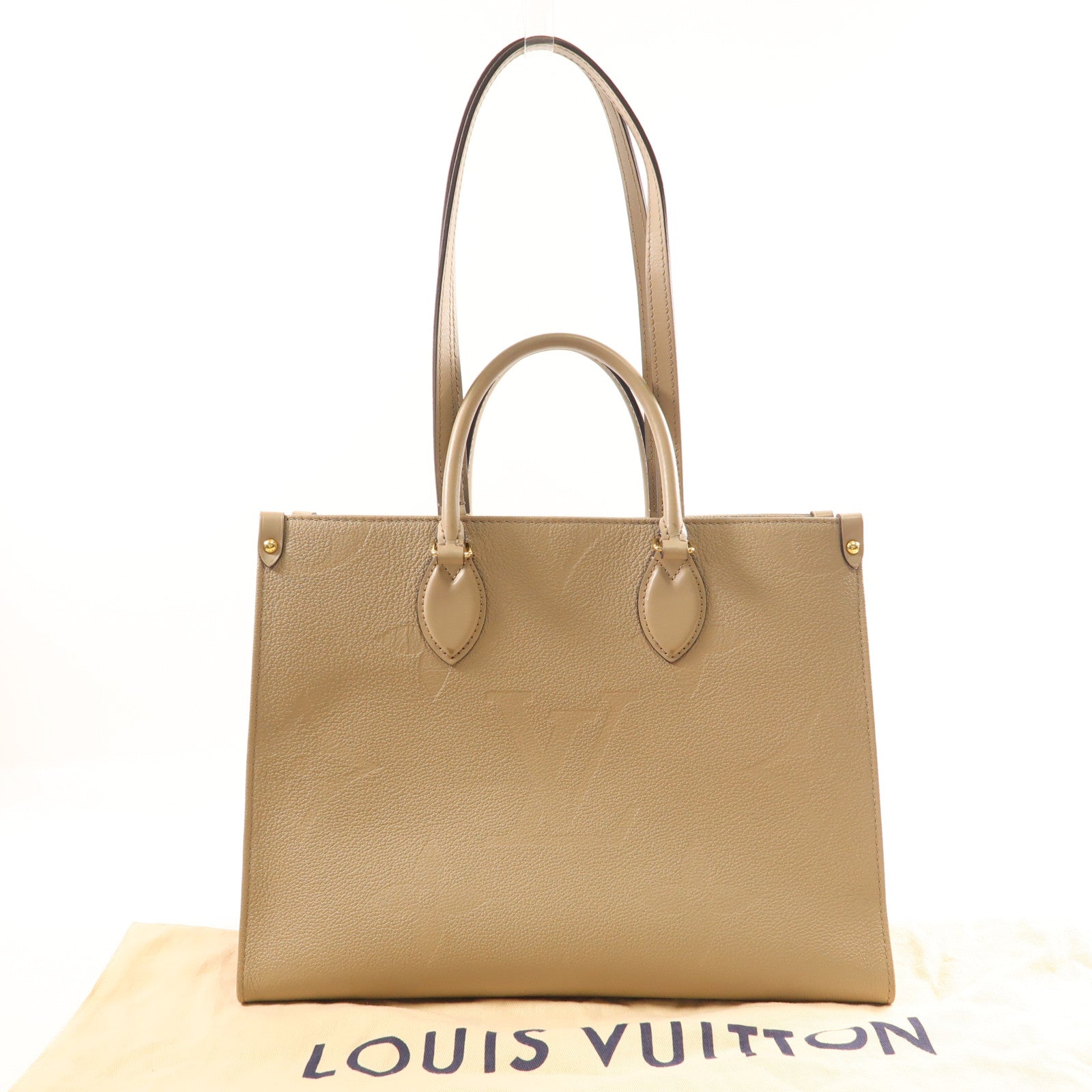 LOUIS VUITTON Monogram Empreinte On The Go MM金扣手挽肩背兩用袋