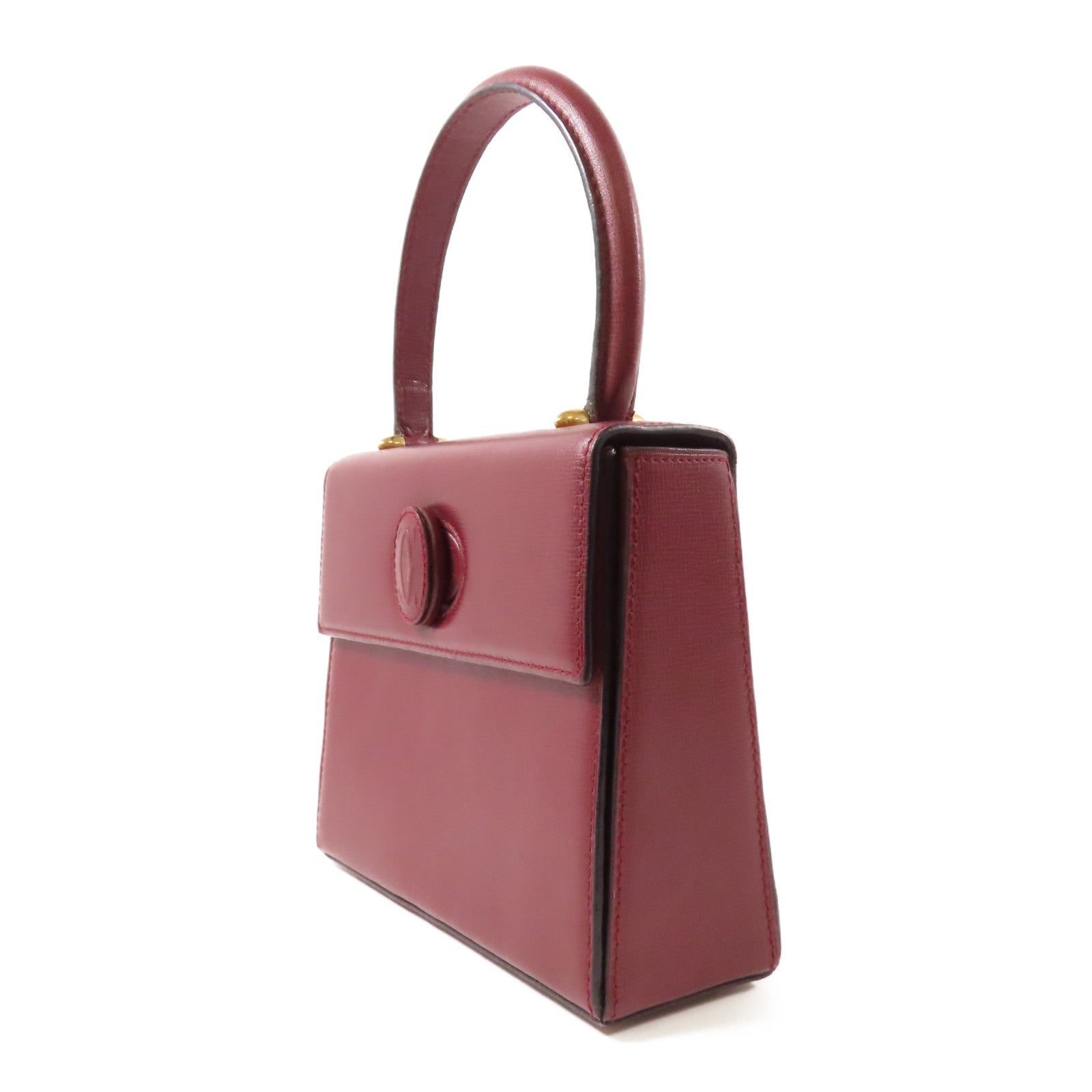 CARTIER 牛皮皮革Hand Bag金扣手挽袋紅色