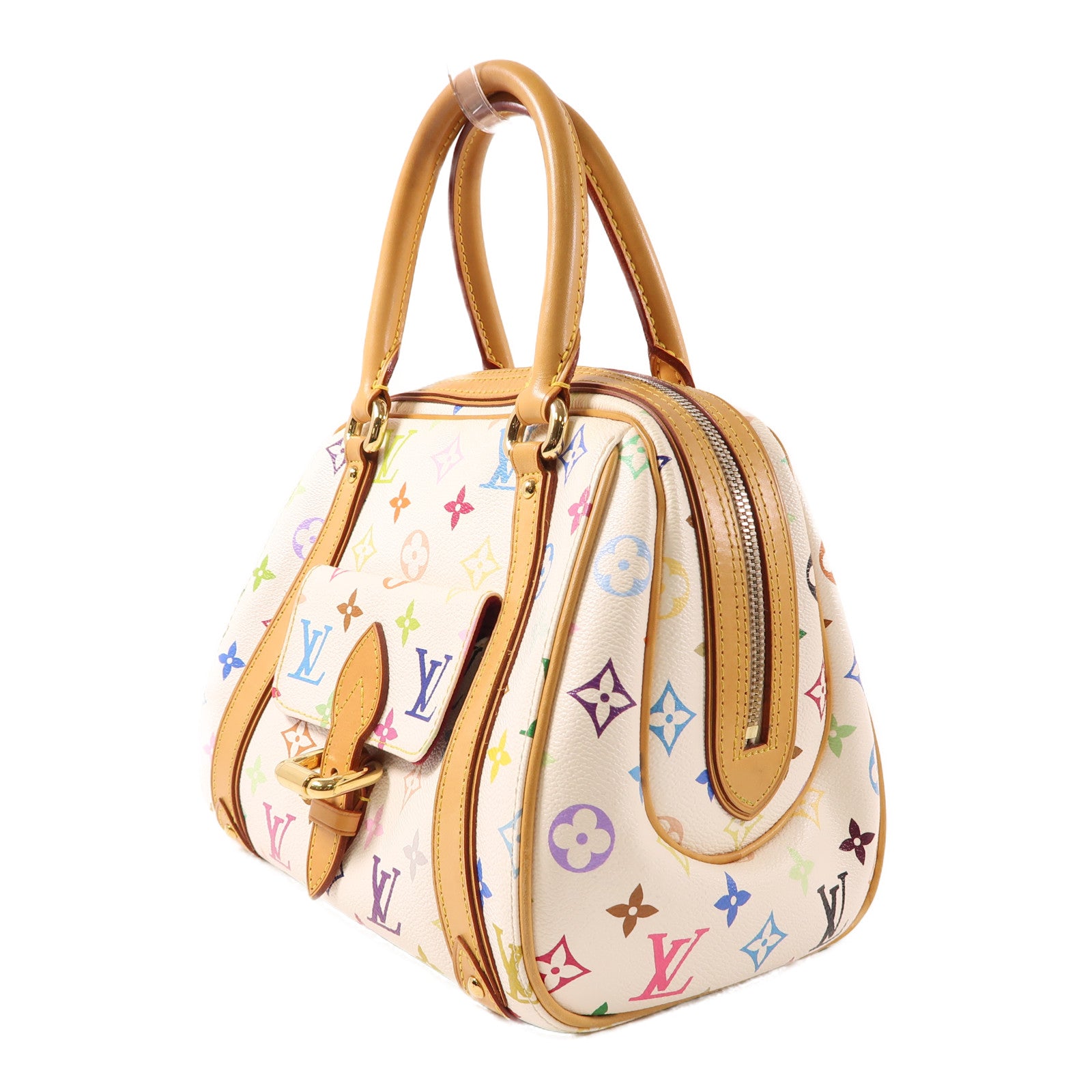 LOUIS VUITTON 塗層帆布Priscilla金扣手挽袋白色/彩色