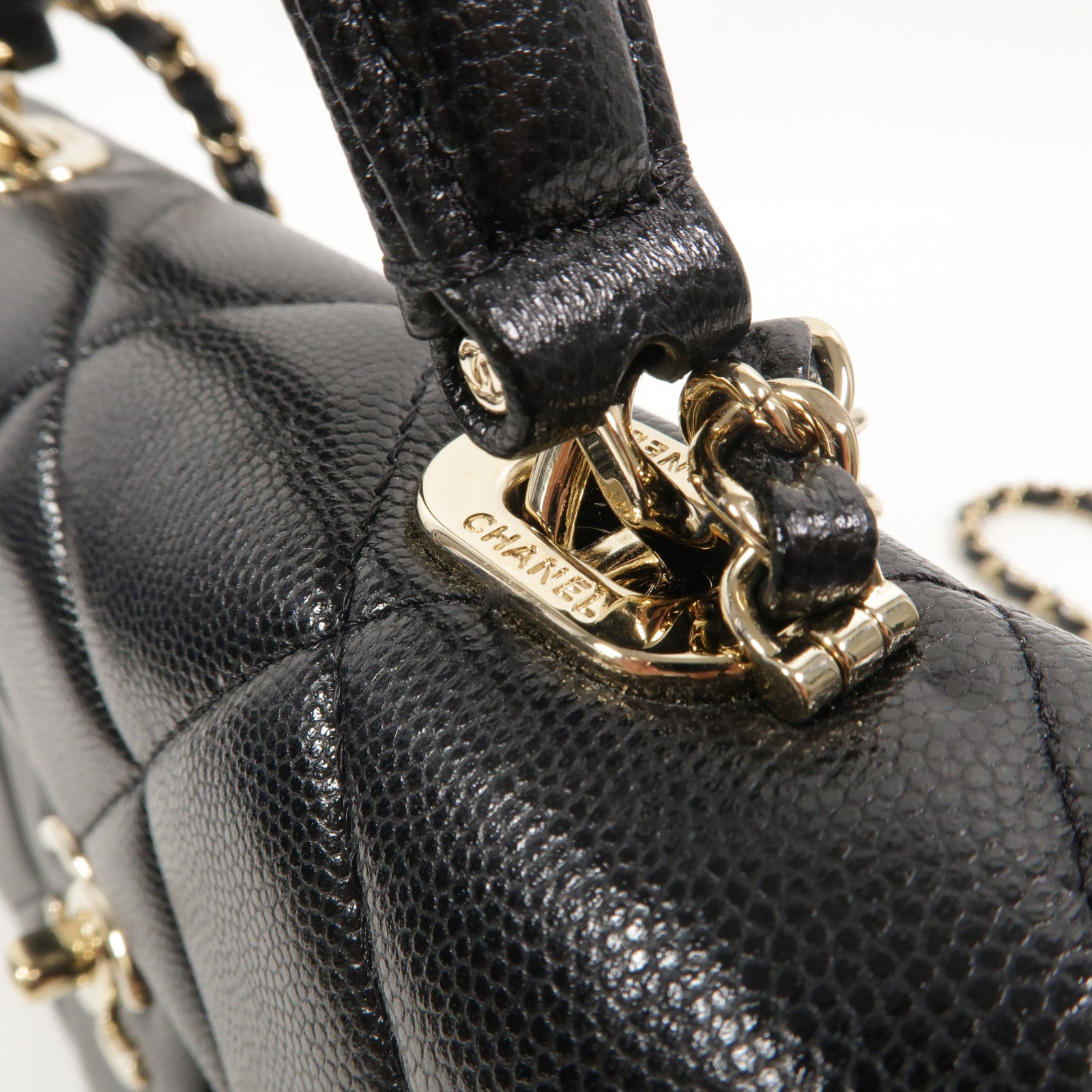 CHANEL 牛皮皮革Top Handle Handbag鏈帶手挽肩背兩用袋