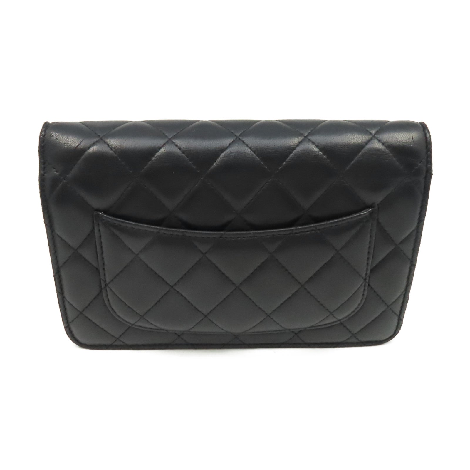 CHANEL 【激減優惠】菱格羊皮皮革WOC Wallet On Chain Shoulder Bag銀扣鏈帶肩背袋黑色