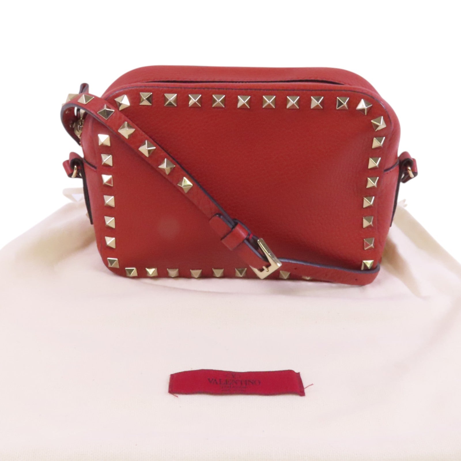 Valentino 牛皮皮革RockStuds金扣肩背袋