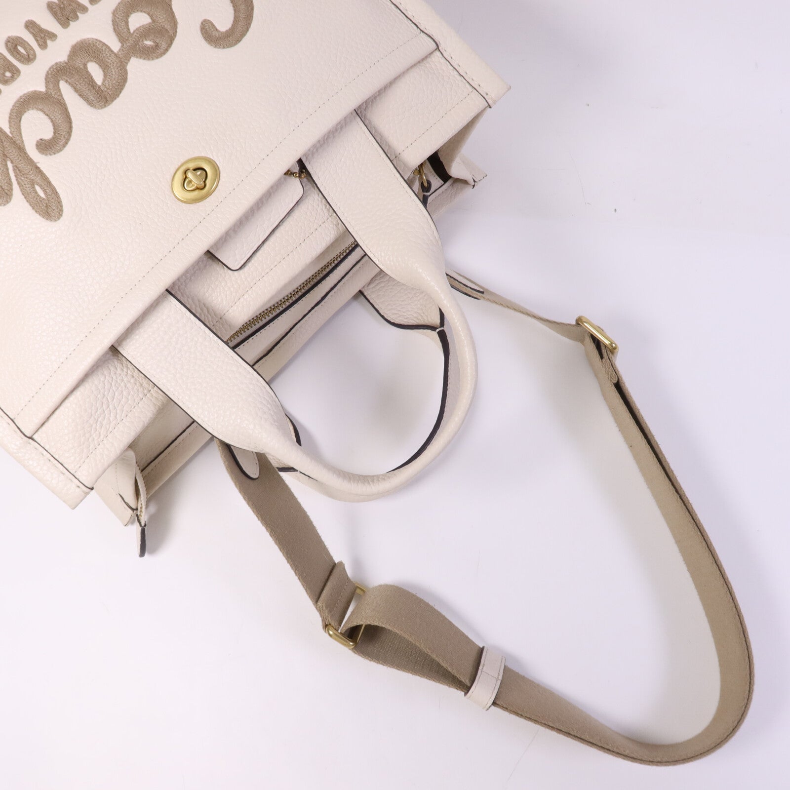 COACH 牛皮皮革2 Way Shoulder Bag金扣手挽肩背兩用袋