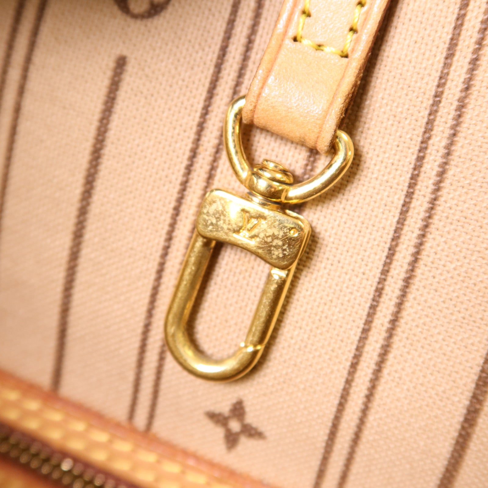 LOUIS VUITTON Monogram Neverfull MM金扣手挽袋