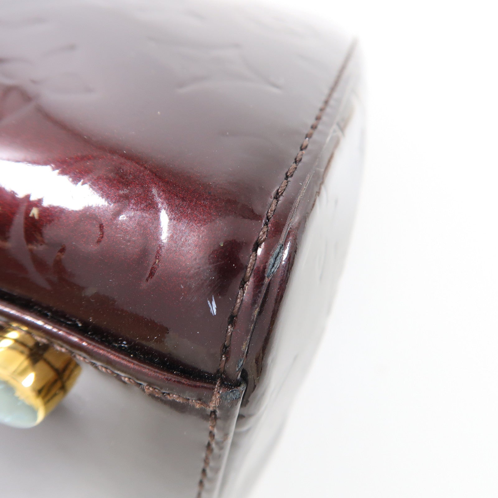 LOUIS VUITTON Vernis Brea GM金扣手挽肩背兩用袋酒紅色