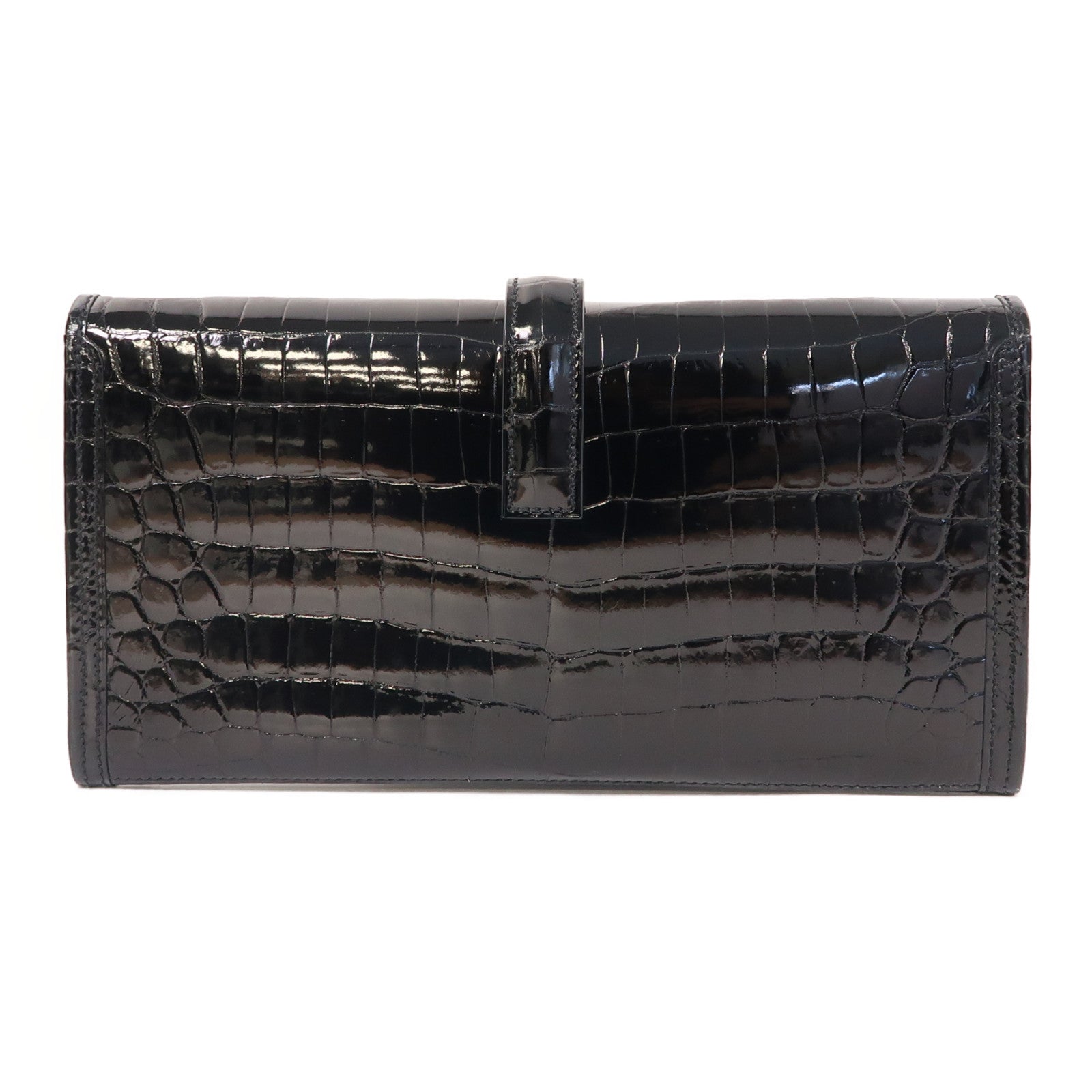 HERMES Croco Niloticus皮革Jije手拿包黑色