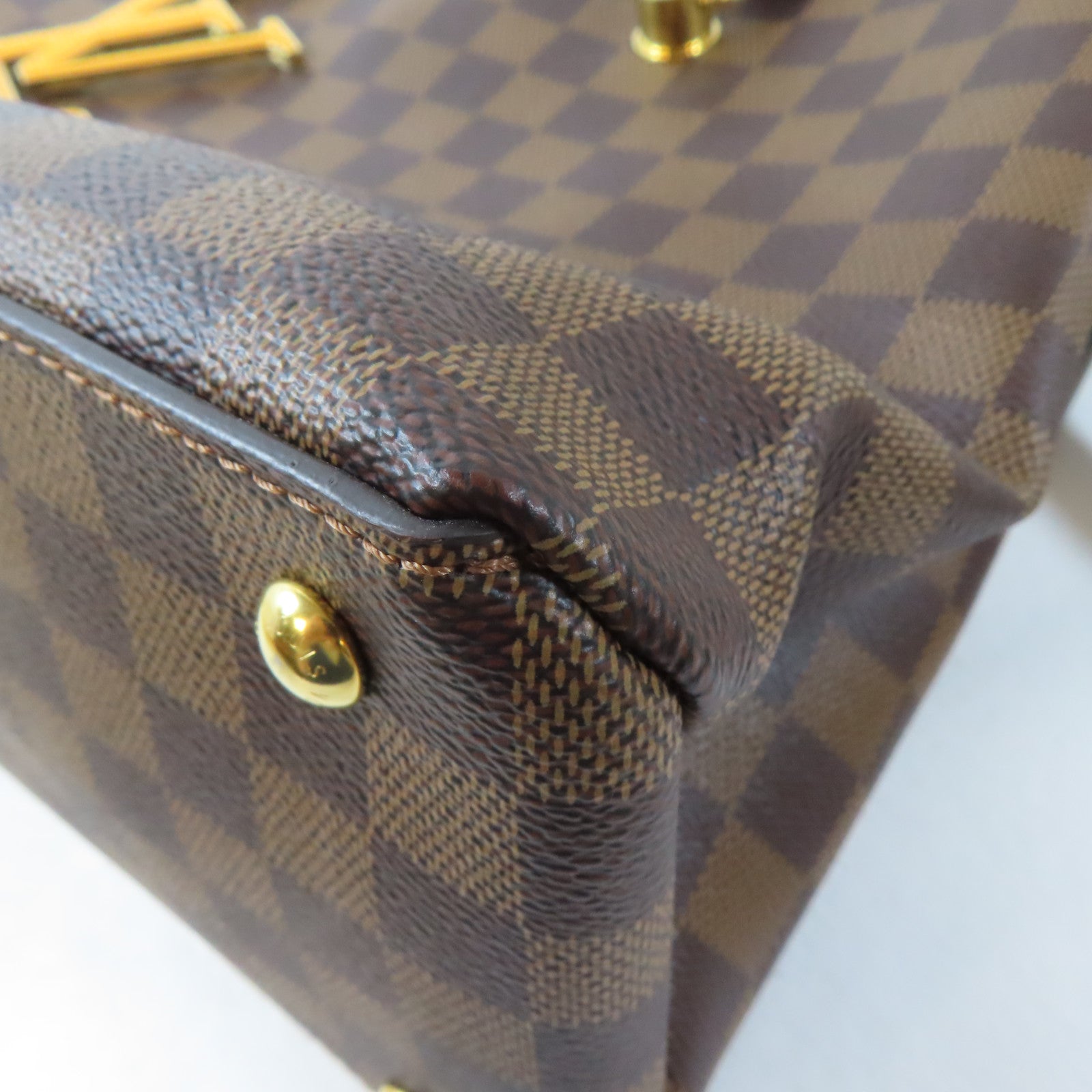 LOUIS VUITTON Damier Riverside金扣手挽肩背兩用袋啡色
