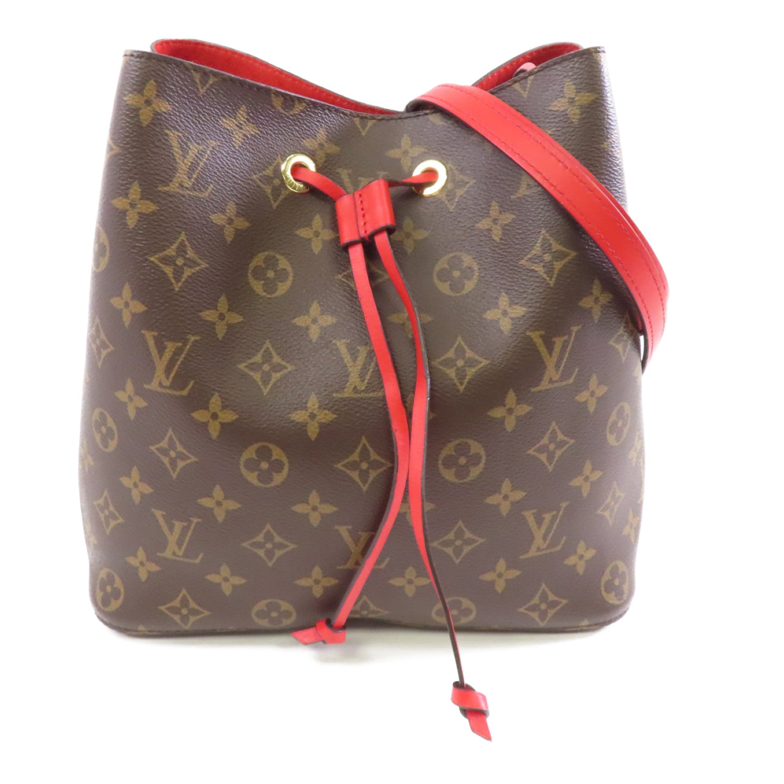 LOUIS VUITTON Monogram Neo Noe MM金扣肩背袋紅色/啡色