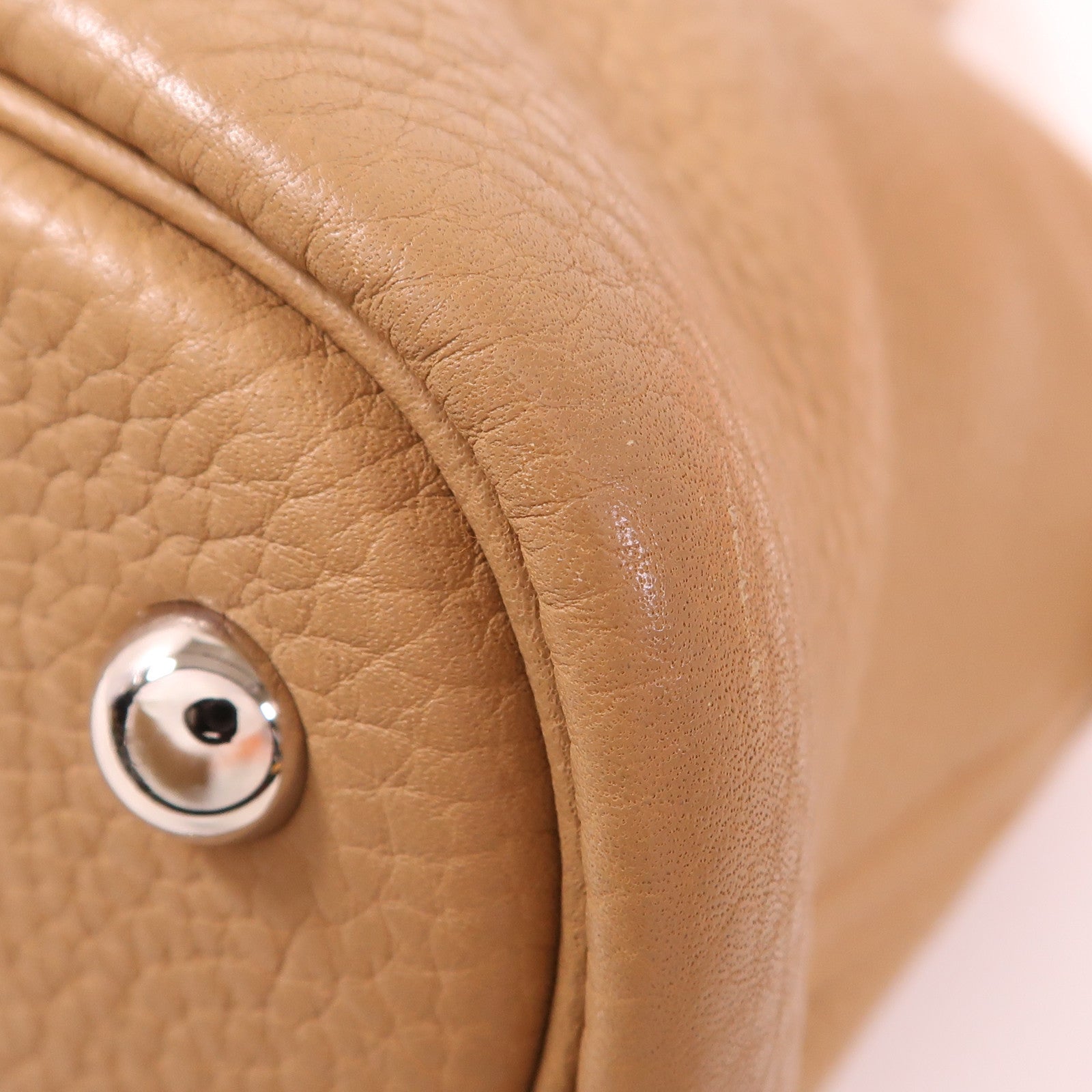 HERMES Clemence皮革Bolide 35銀扣手挽肩背兩用袋Tabac Camel