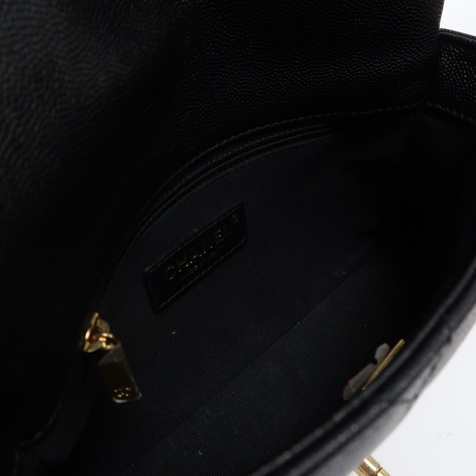 CHANEL 菱格牛皮皮革Mini Flap Bag金扣鏈帶肩背袋黑色