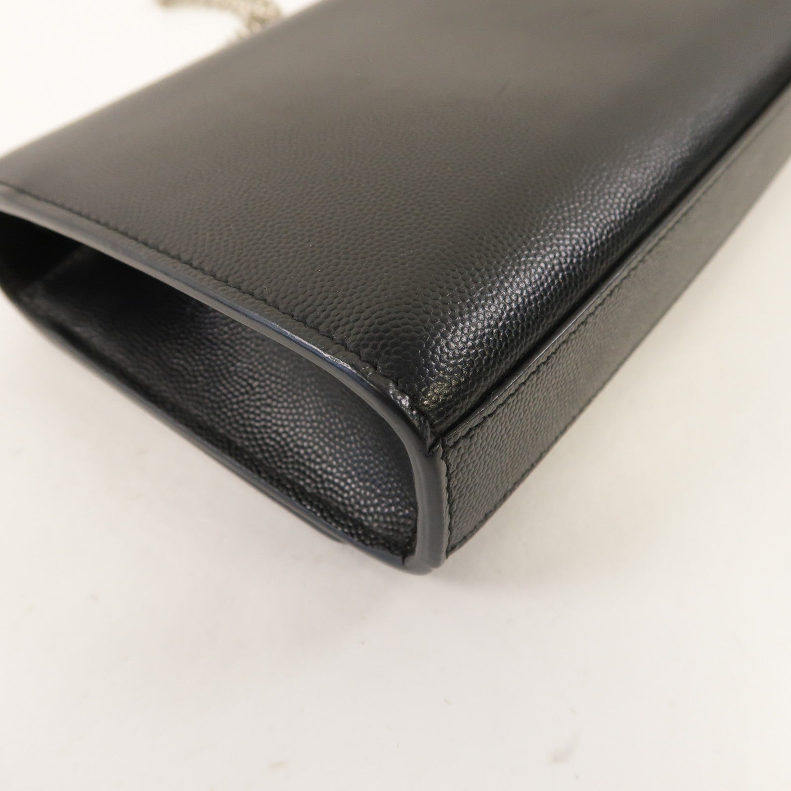 YVES SAINT LAURENT 牛皮皮革Kate銀扣鏈帶肩背袋黑色