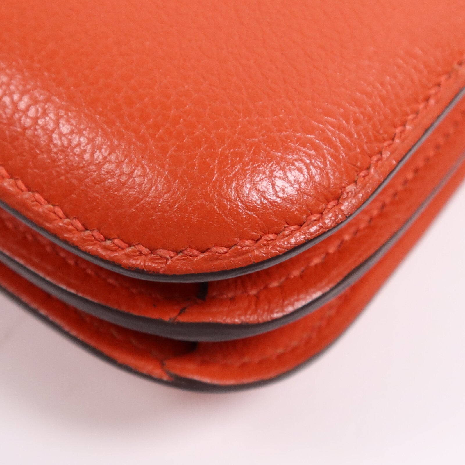 HERMES Evercolor皮革Constance Mini銀扣肩背袋Capucine