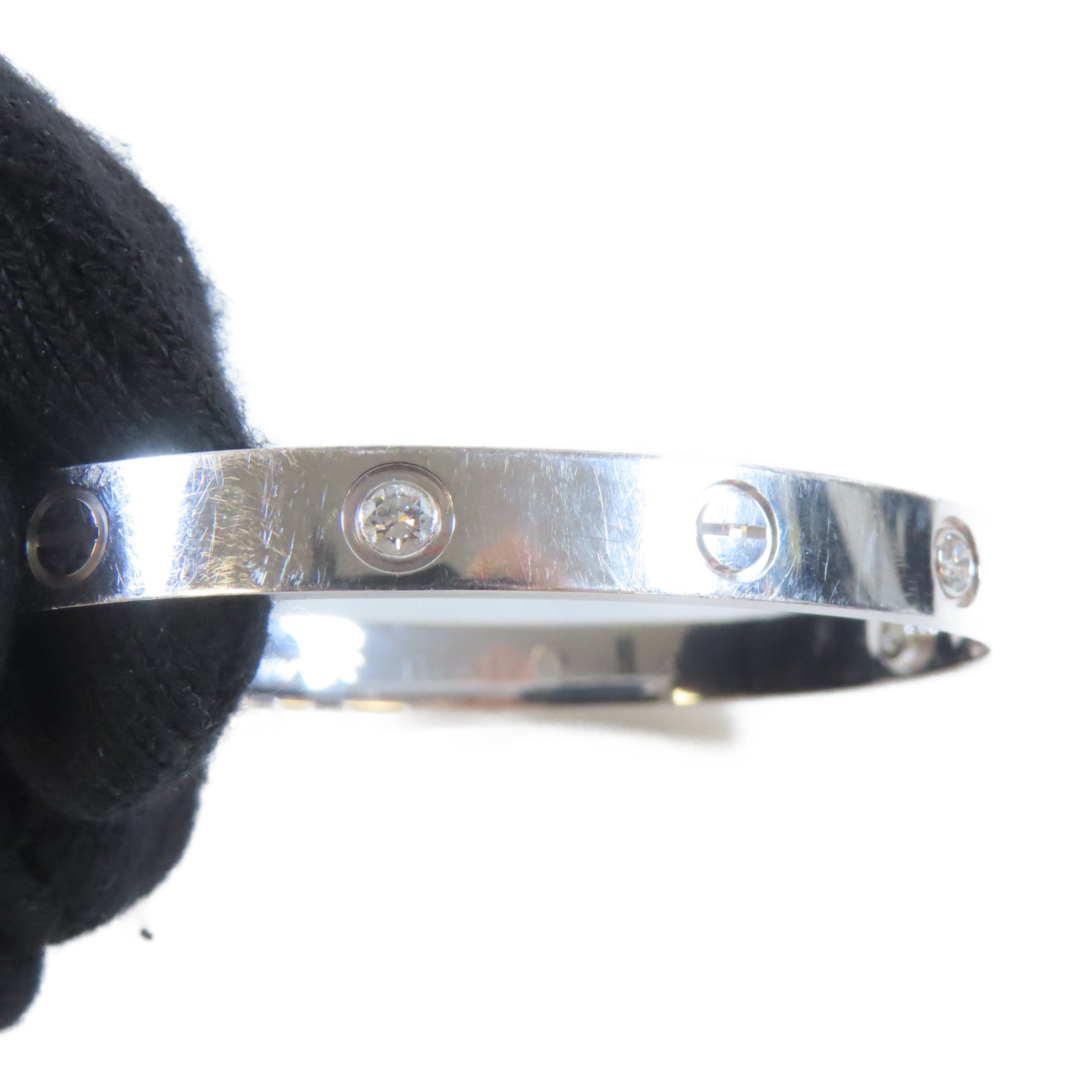 CARTIER 【激減優惠】18K白金4 Diamonds Love Bangle手鐲Cartier#17/#16.25cm