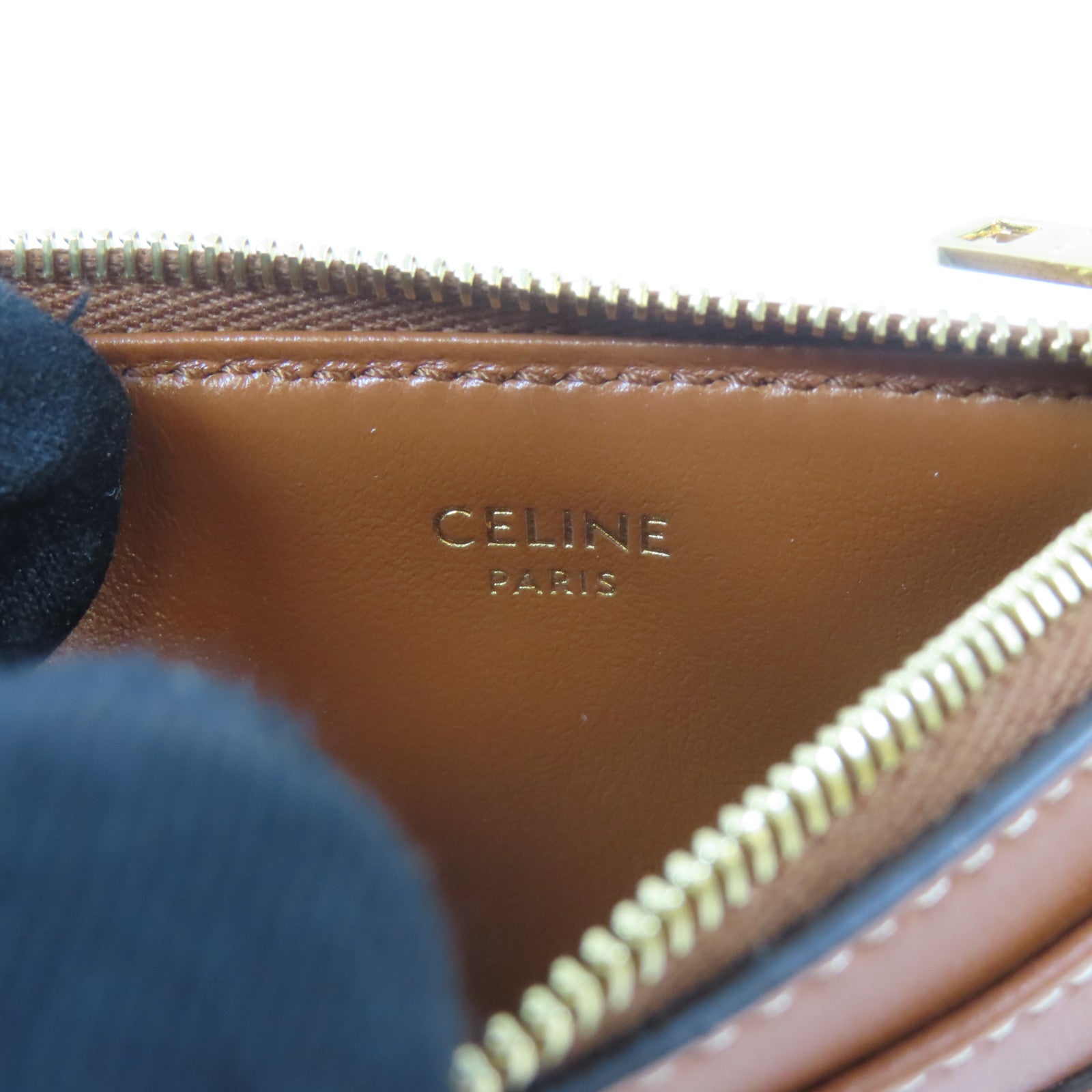 CELINE 羊皮皮革Card Case金扣卡片套啡色