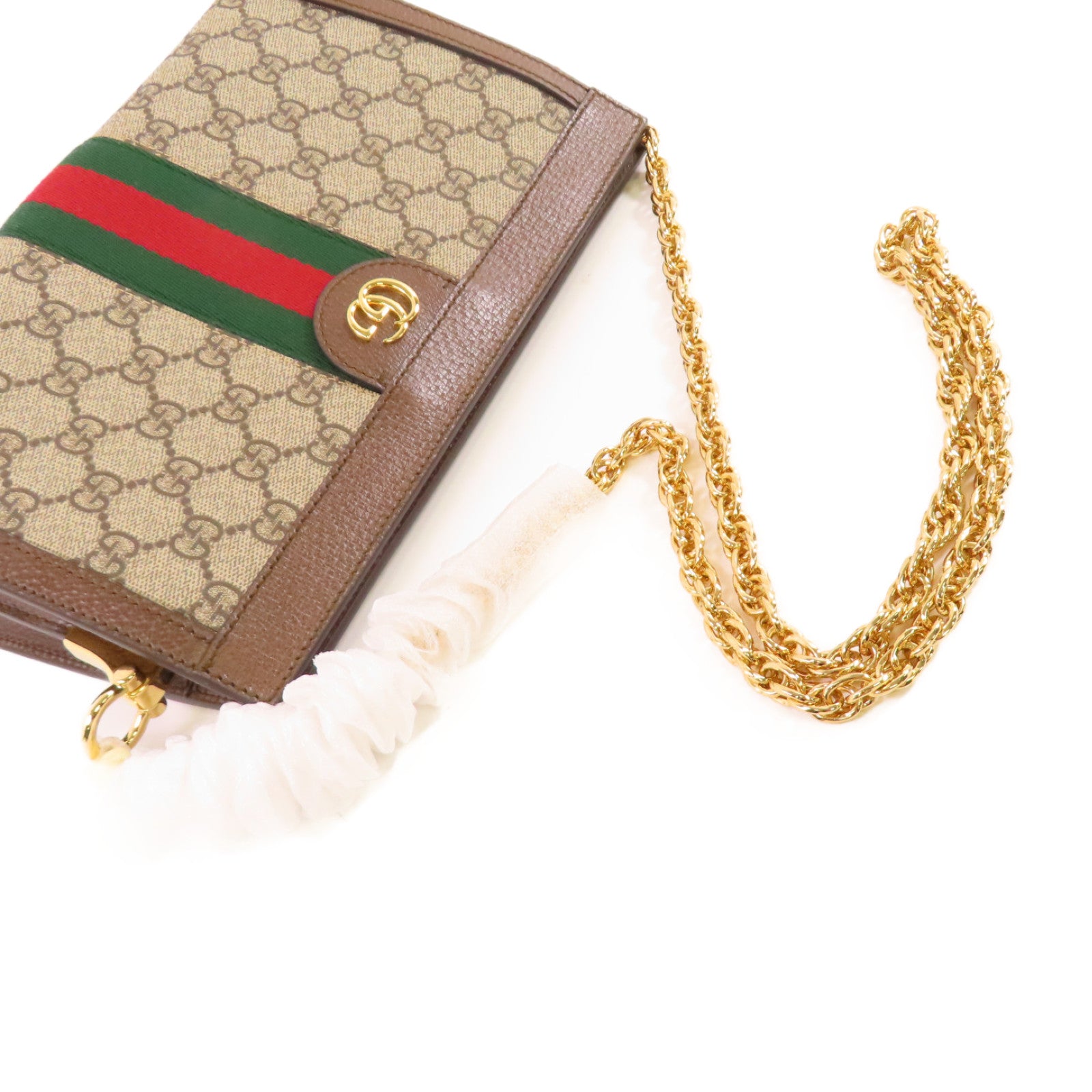 GUCCI 塗層帆布GG Supereme Shoulder Bag金扣肩背袋啡色
