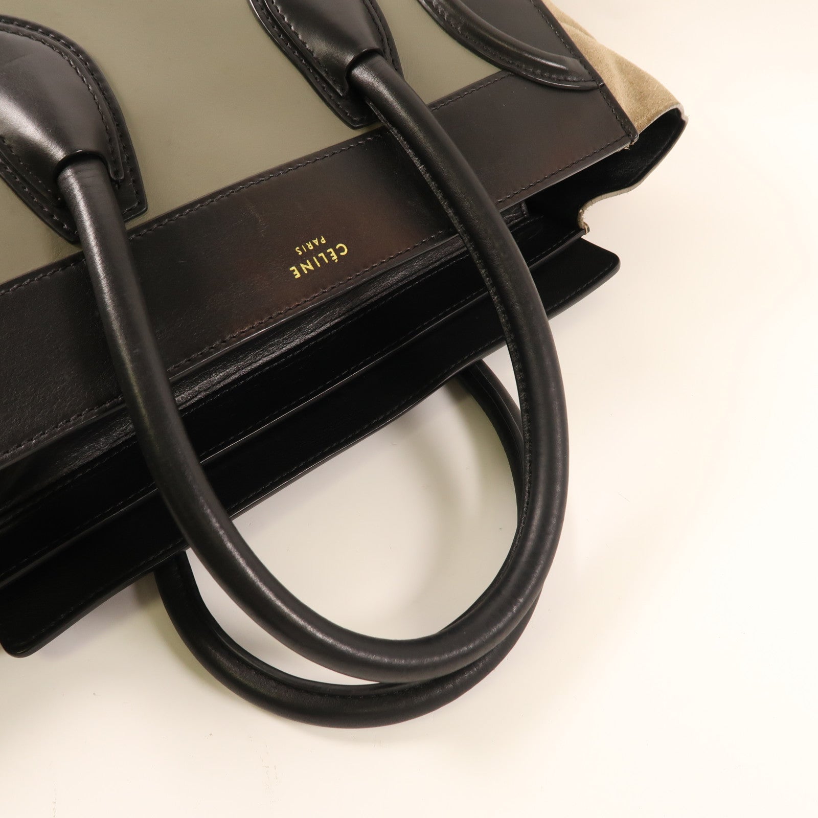 CELINE 牛皮/麂皮皮革Mini Luggage金扣手挽袋