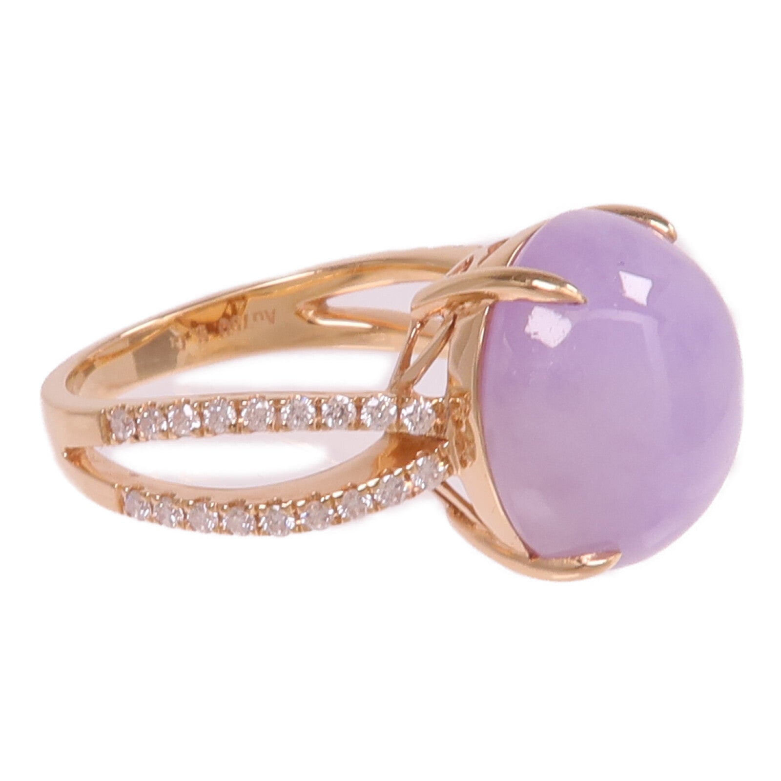 JEWELRY 18K玫瑰金Jade Diamond Ring翡翠/鑽石戒指US#6.5