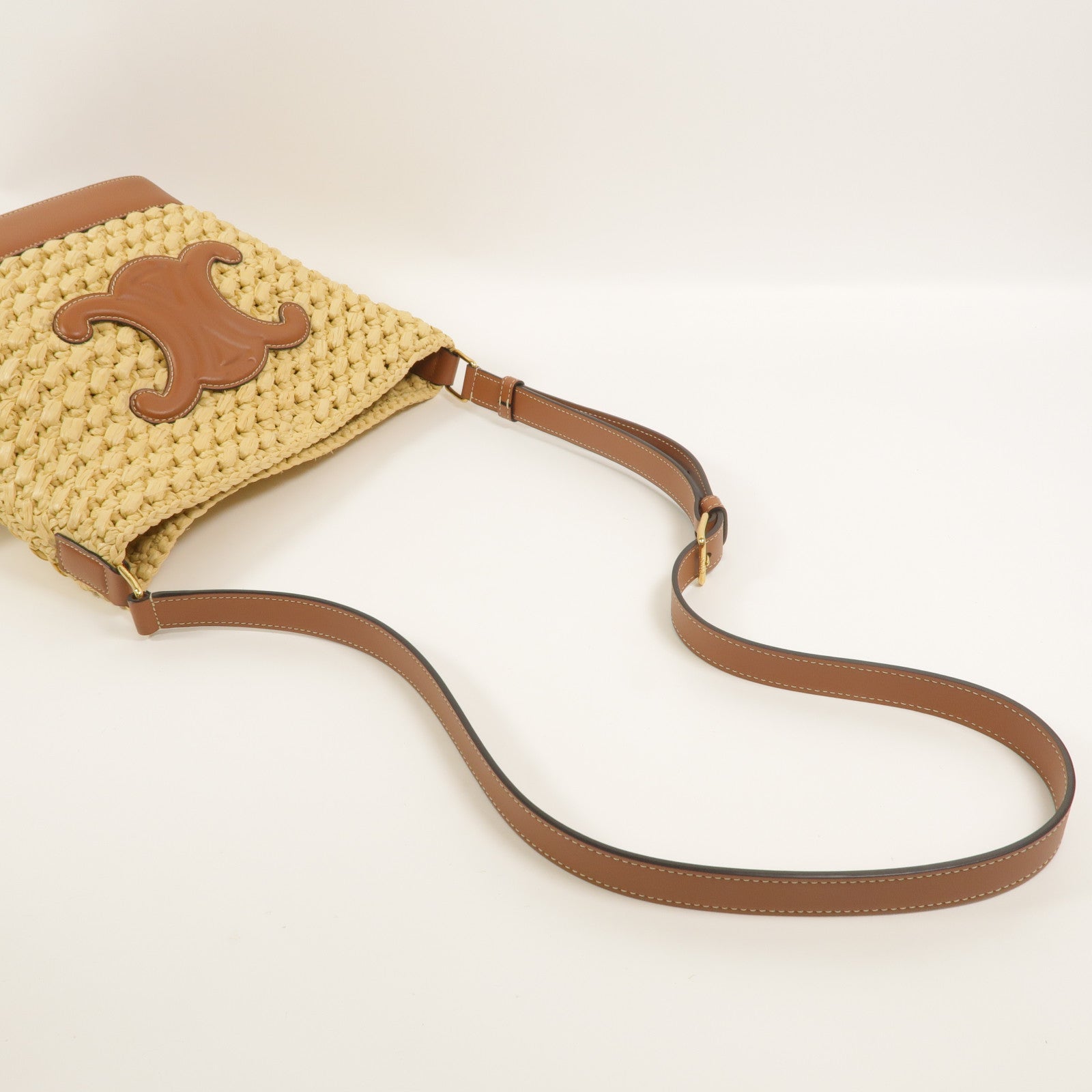 CELINE Raffia/牛皮皮革Small Bucket Cuir Triomphe肩背袋