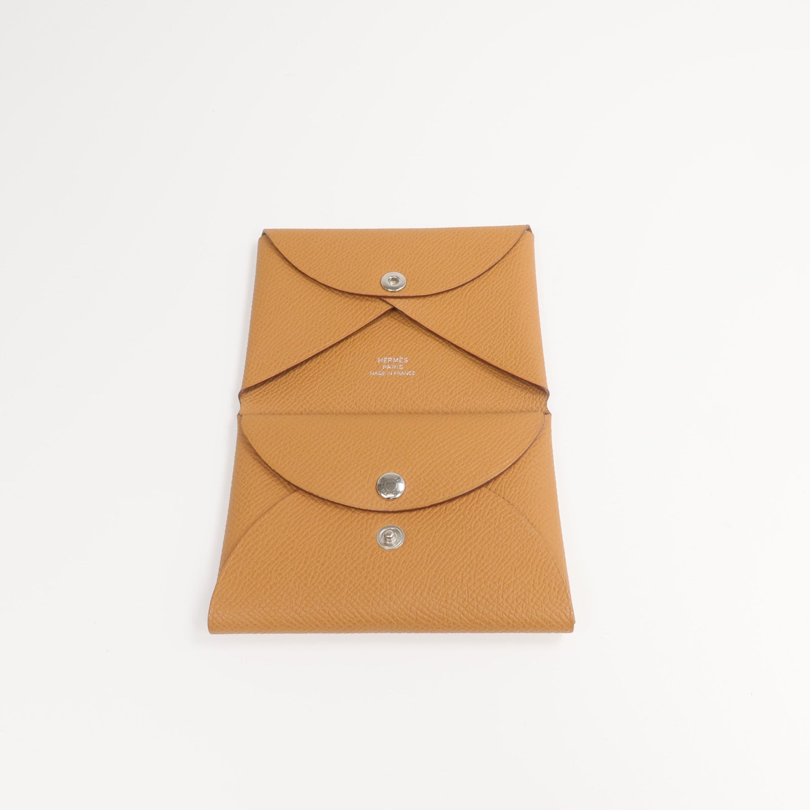HERMES Epsom皮革Calvi Duo卡片套Gold