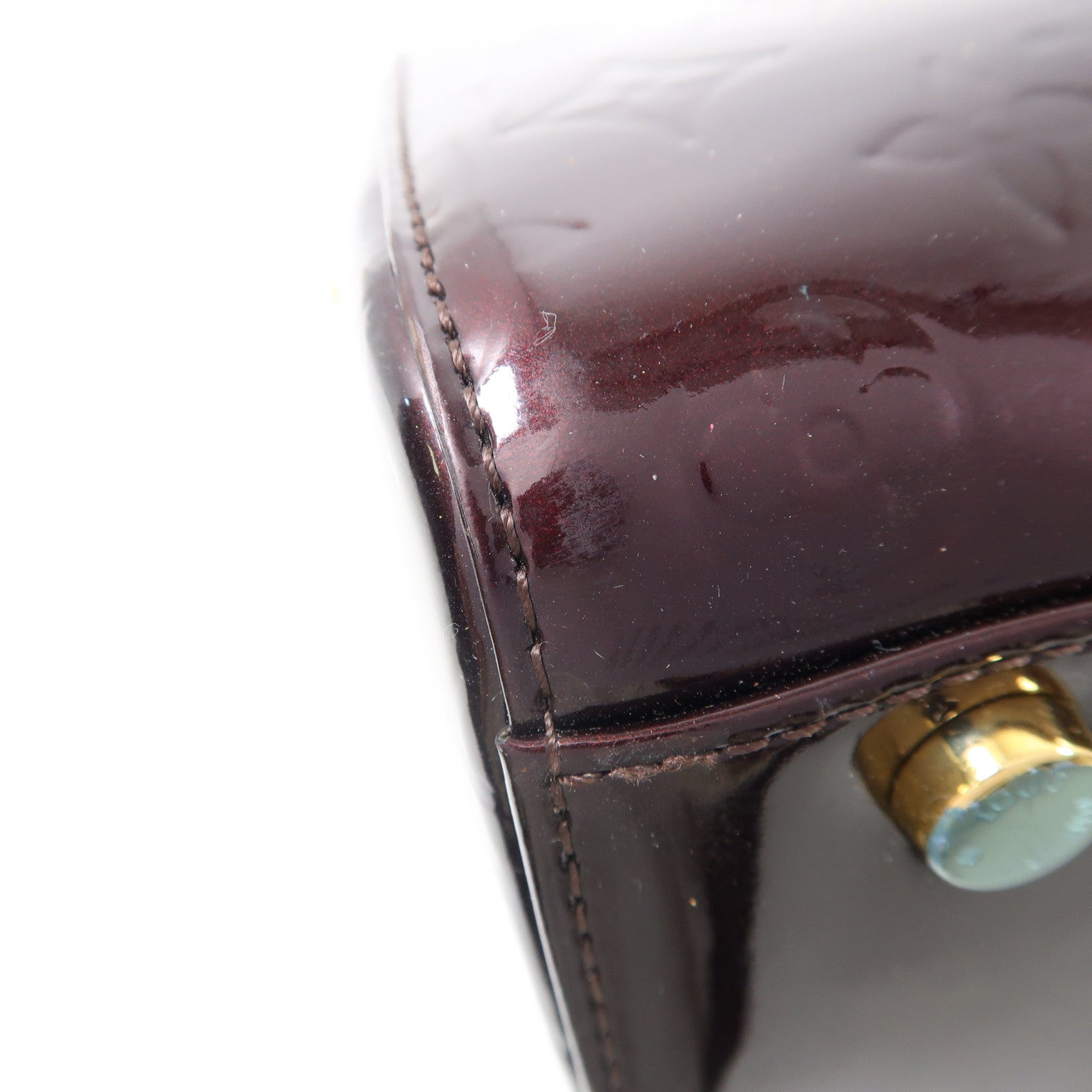 LOUIS VUITTON Vernis Brea GM金扣手挽肩背兩用袋酒紅色