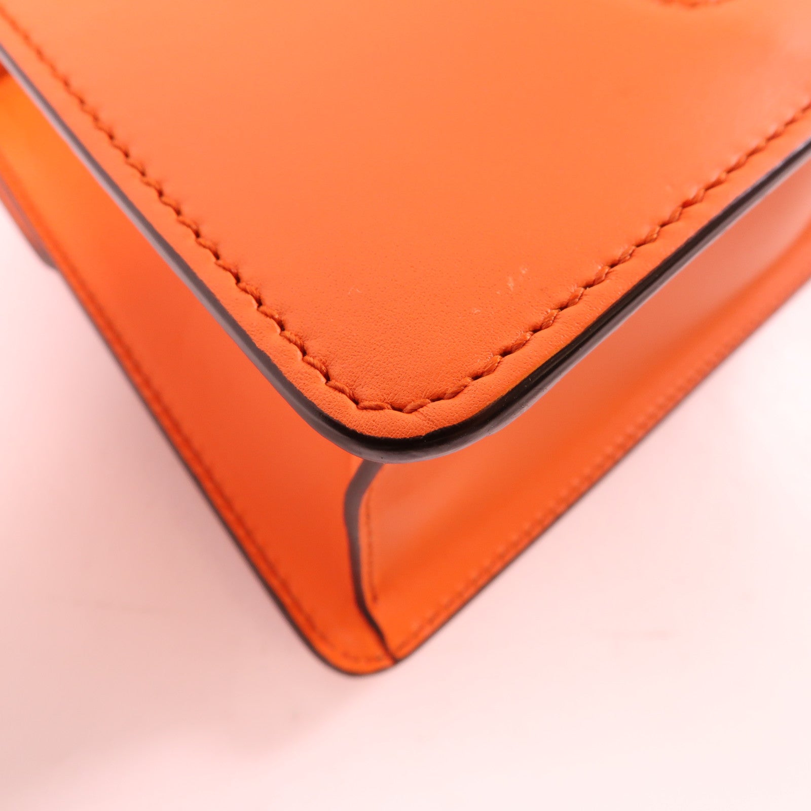 GUCCI 牛皮皮革Sylive Leather Mini Bag金扣手挽肩背兩用袋橙色