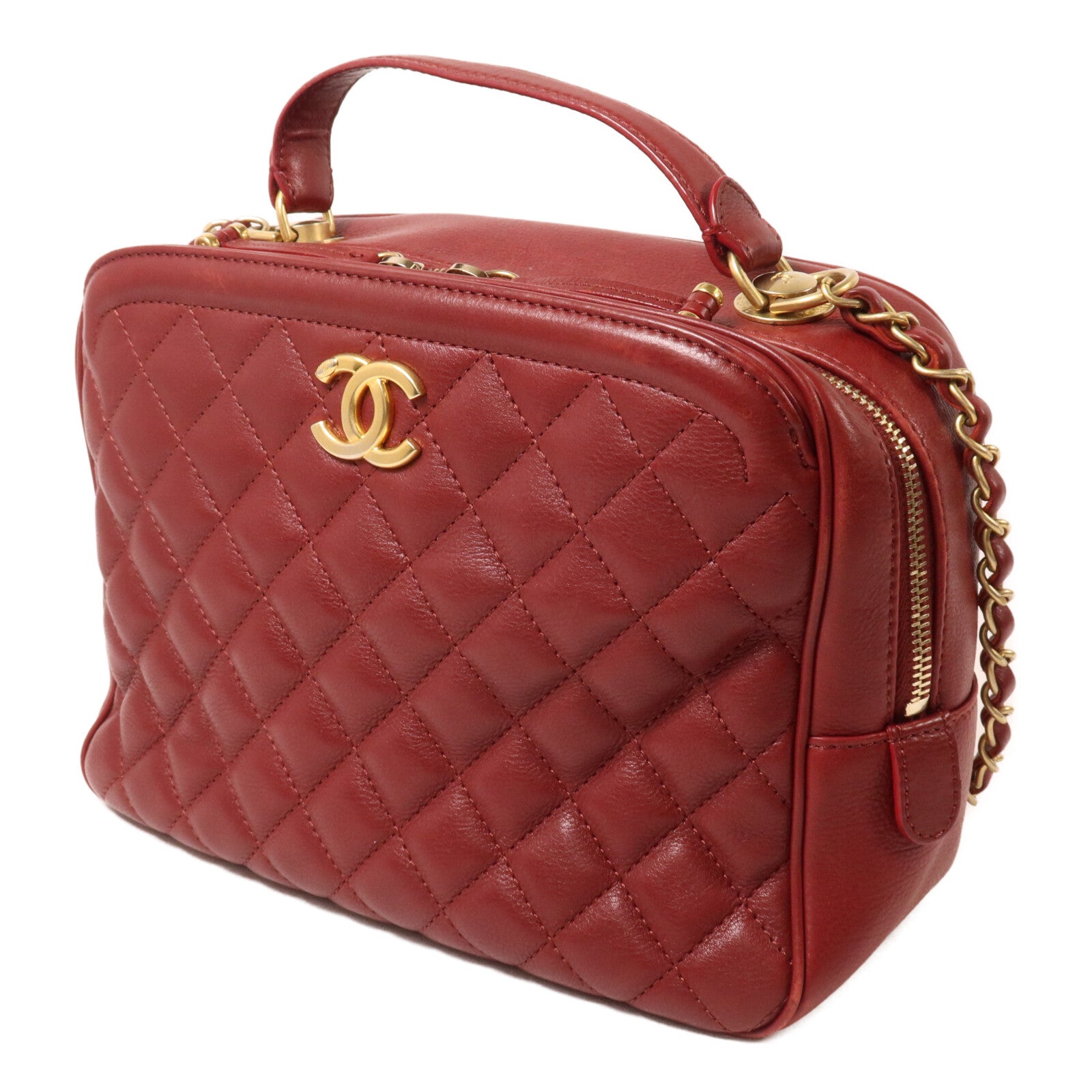 CHANEL 羊皮皮革Chain Shoulder鏈帶手挽肩背兩用袋
