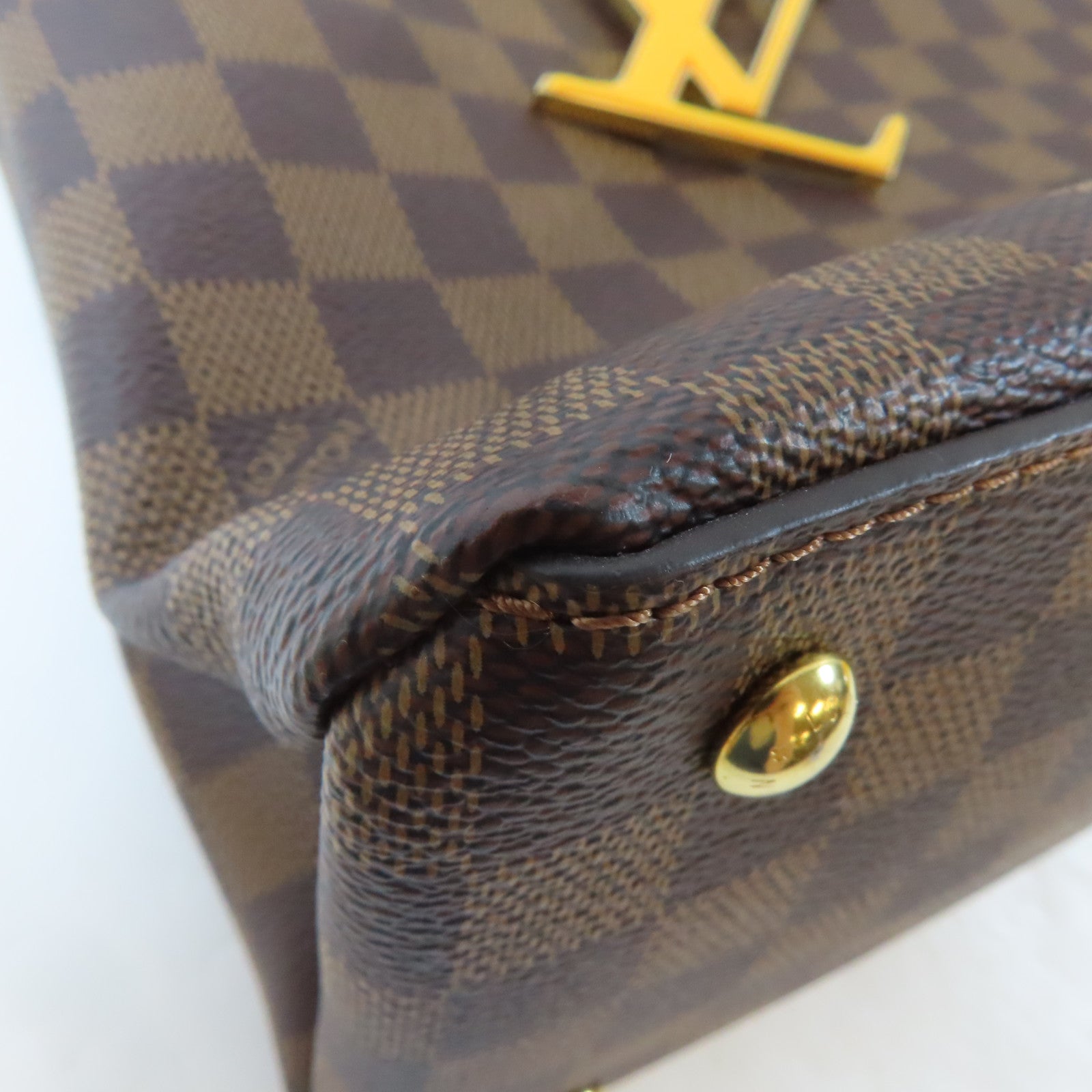 LOUIS VUITTON Damier Riverside金扣手挽肩背兩用袋啡色