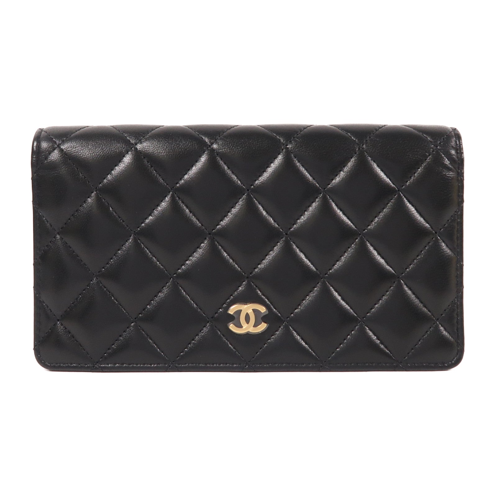 CHANEL 羊皮皮革Long Wallet金扣長錢包