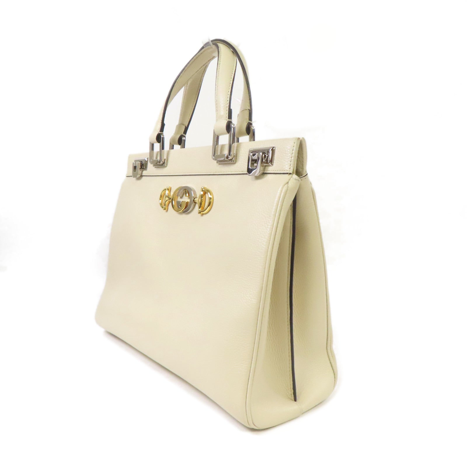 GUCCI 牛皮皮革Zumi Medium Bag手挽肩背兩用袋白色