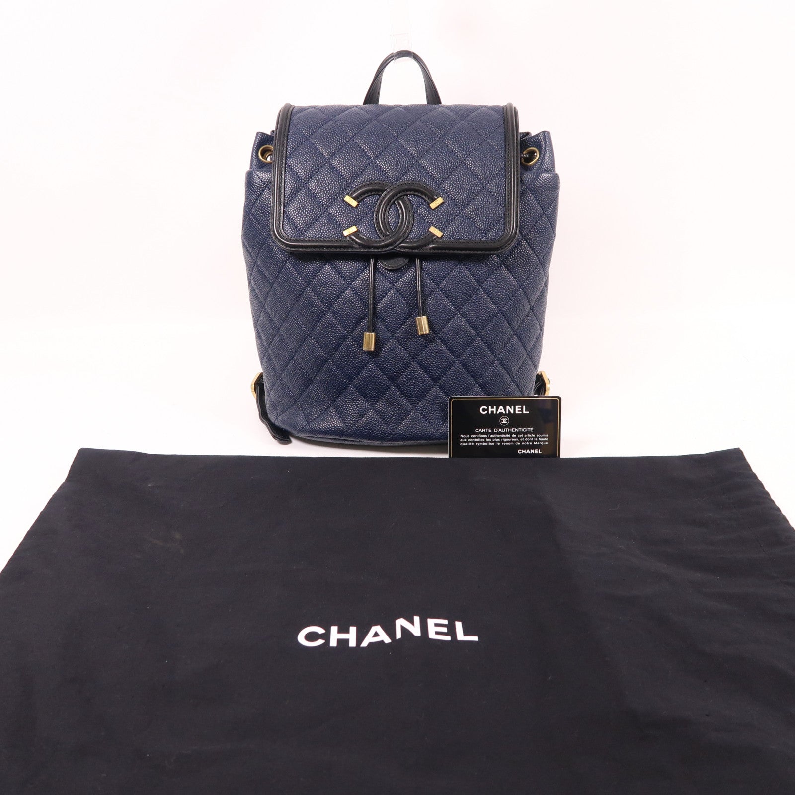 CHANEL【激減優惠】 牛皮皮革Backpack金扣背包